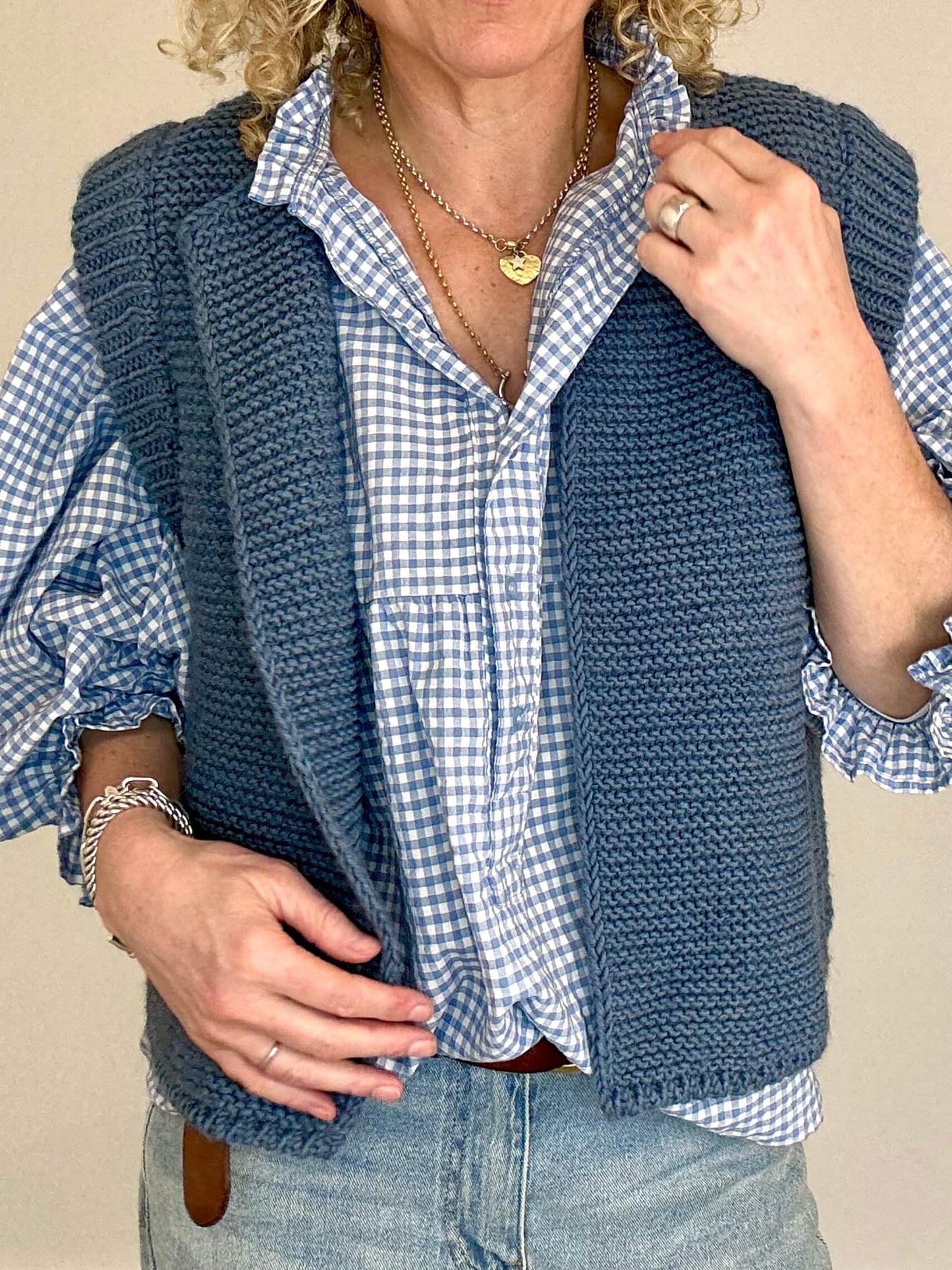 Mia Knitted Gilet | Denim