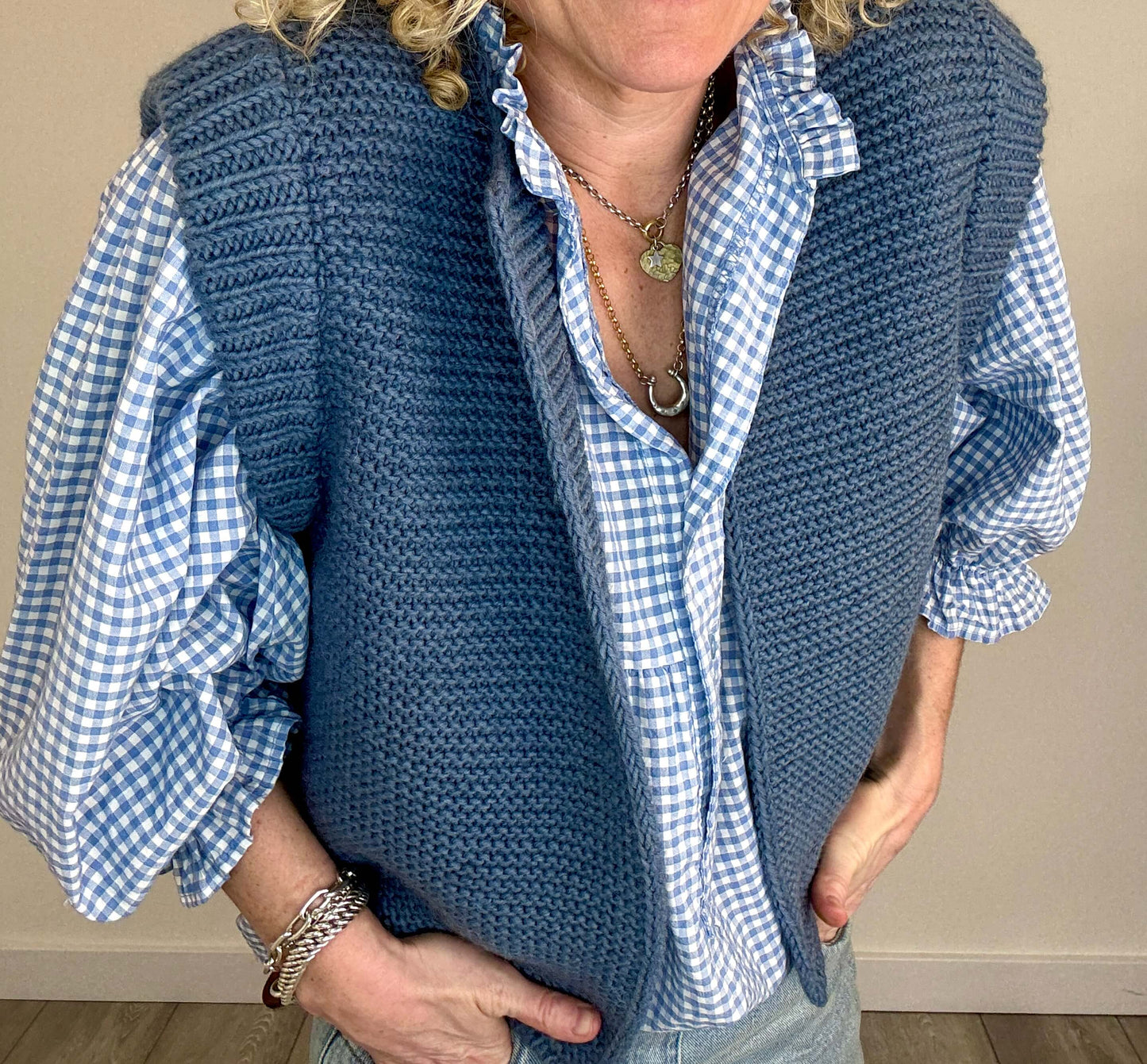 Mia Knitted Gilet | Denim