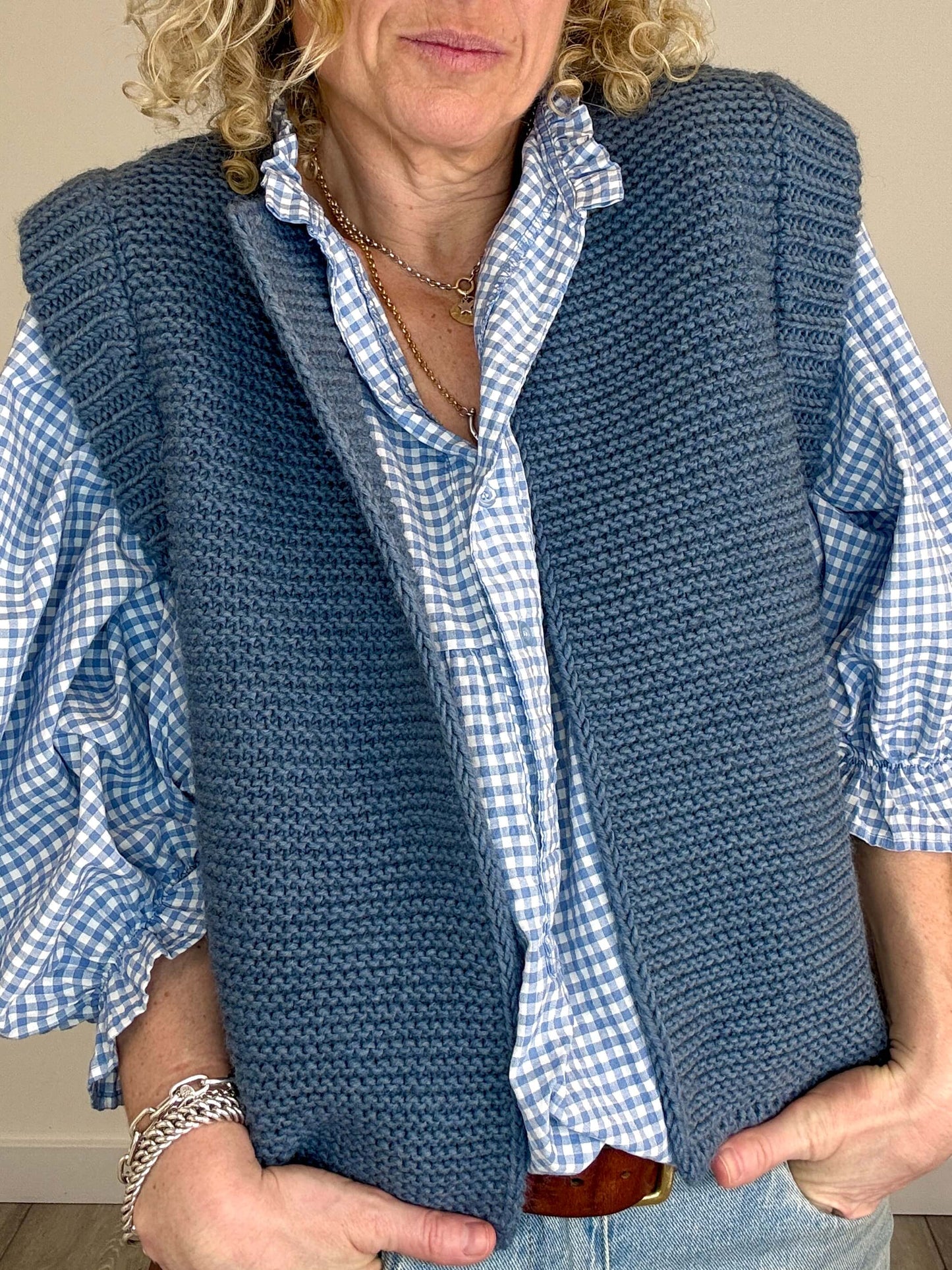Mia Knitted Gilet | Denim