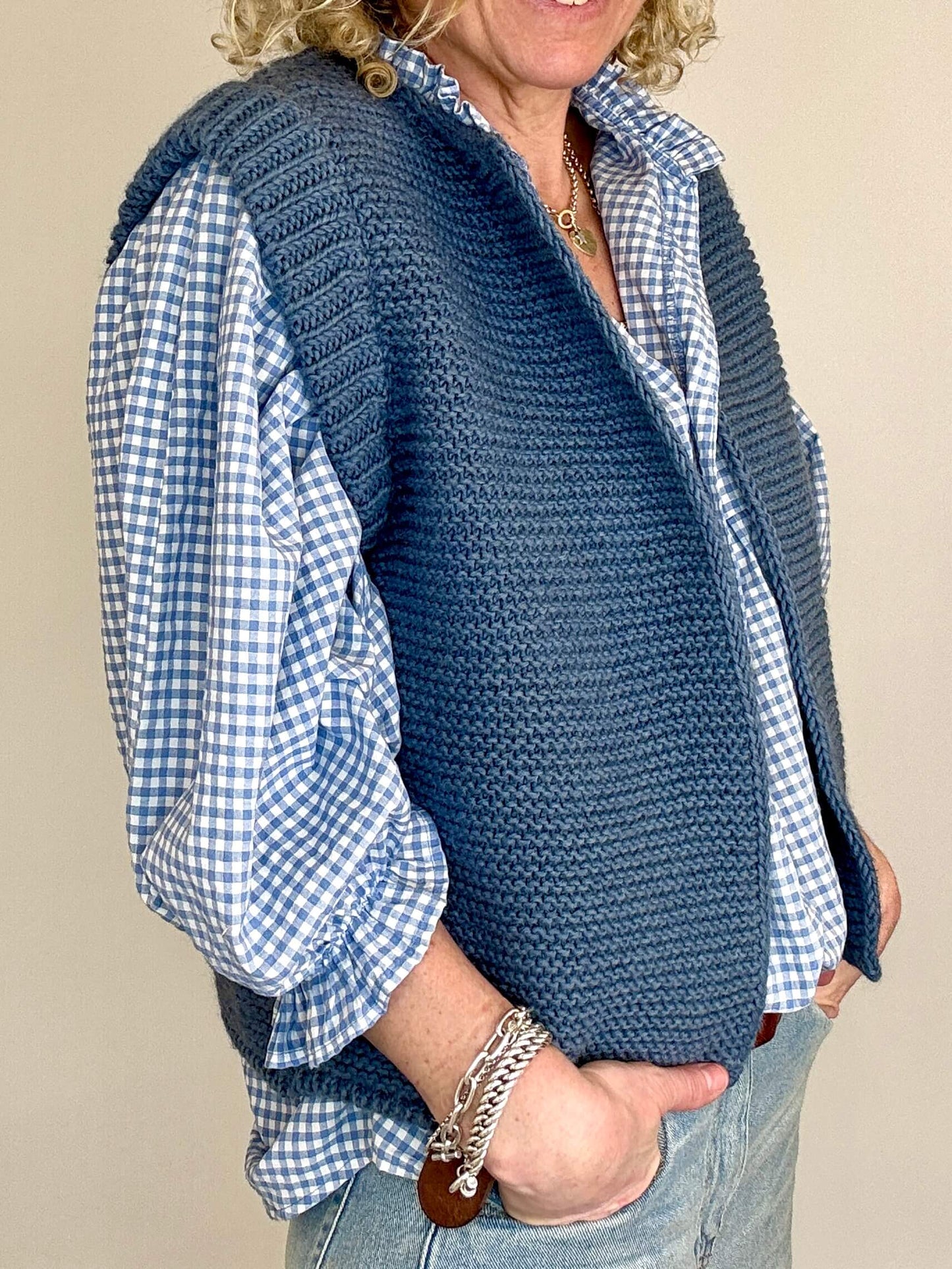 Mia Knitted Gilet | Denim
