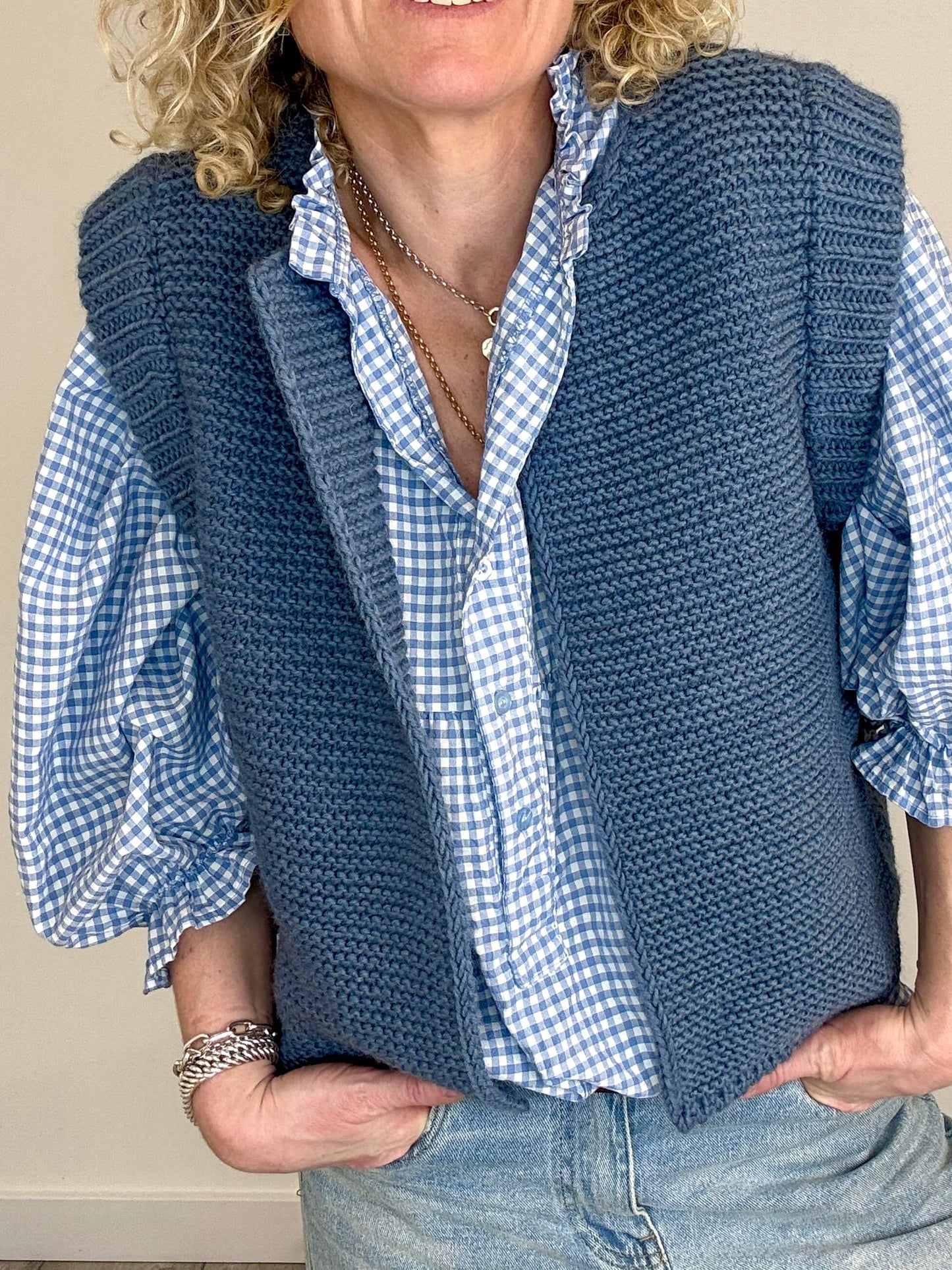 Mia Knitted Gilet | Denim