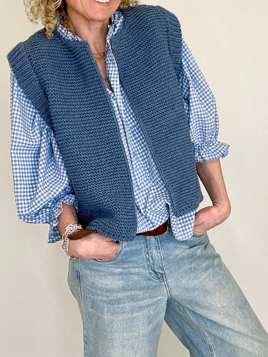 Mia Knitted Gilet | Denim