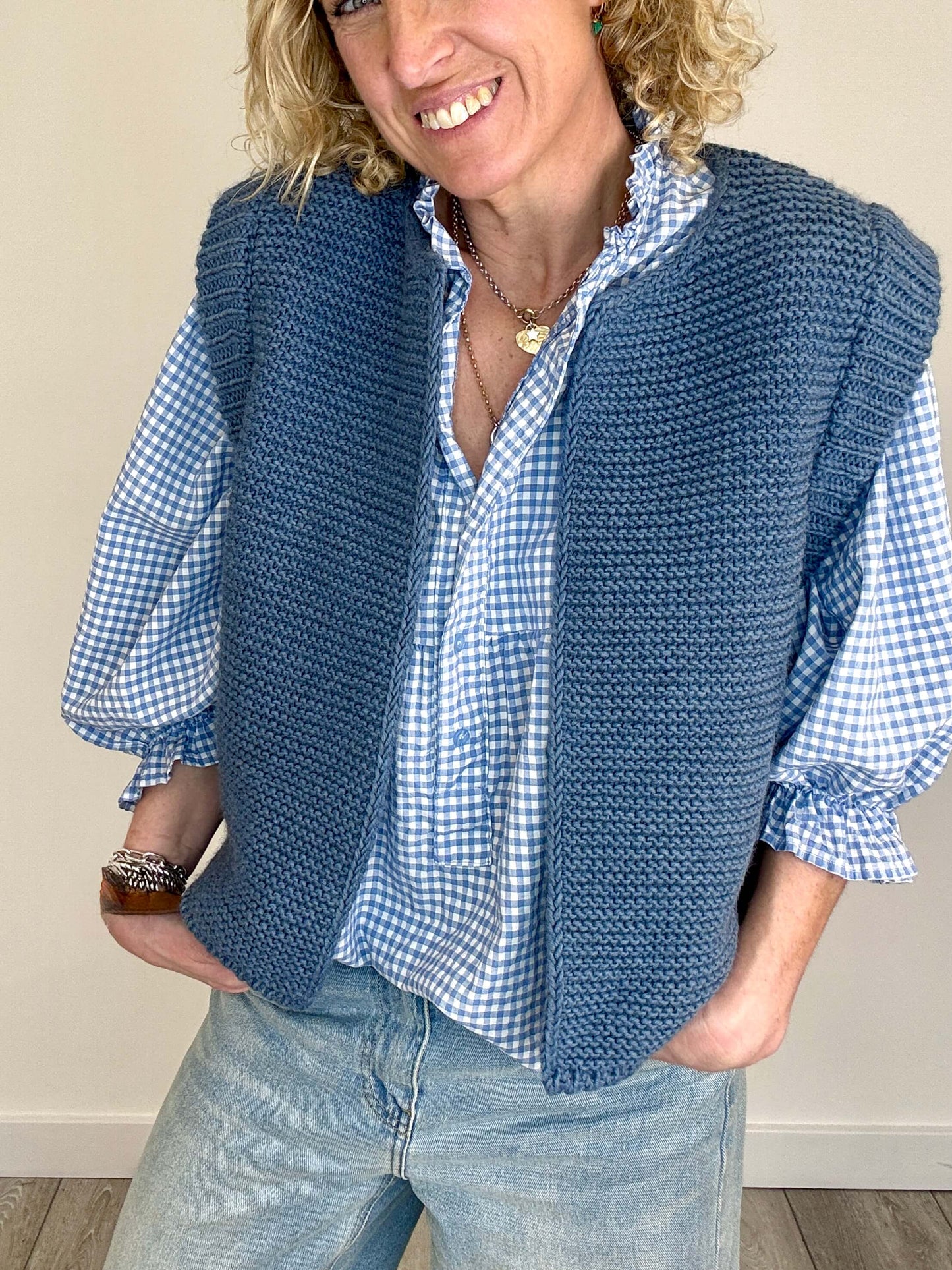 Mia Knitted Gilet | Denim