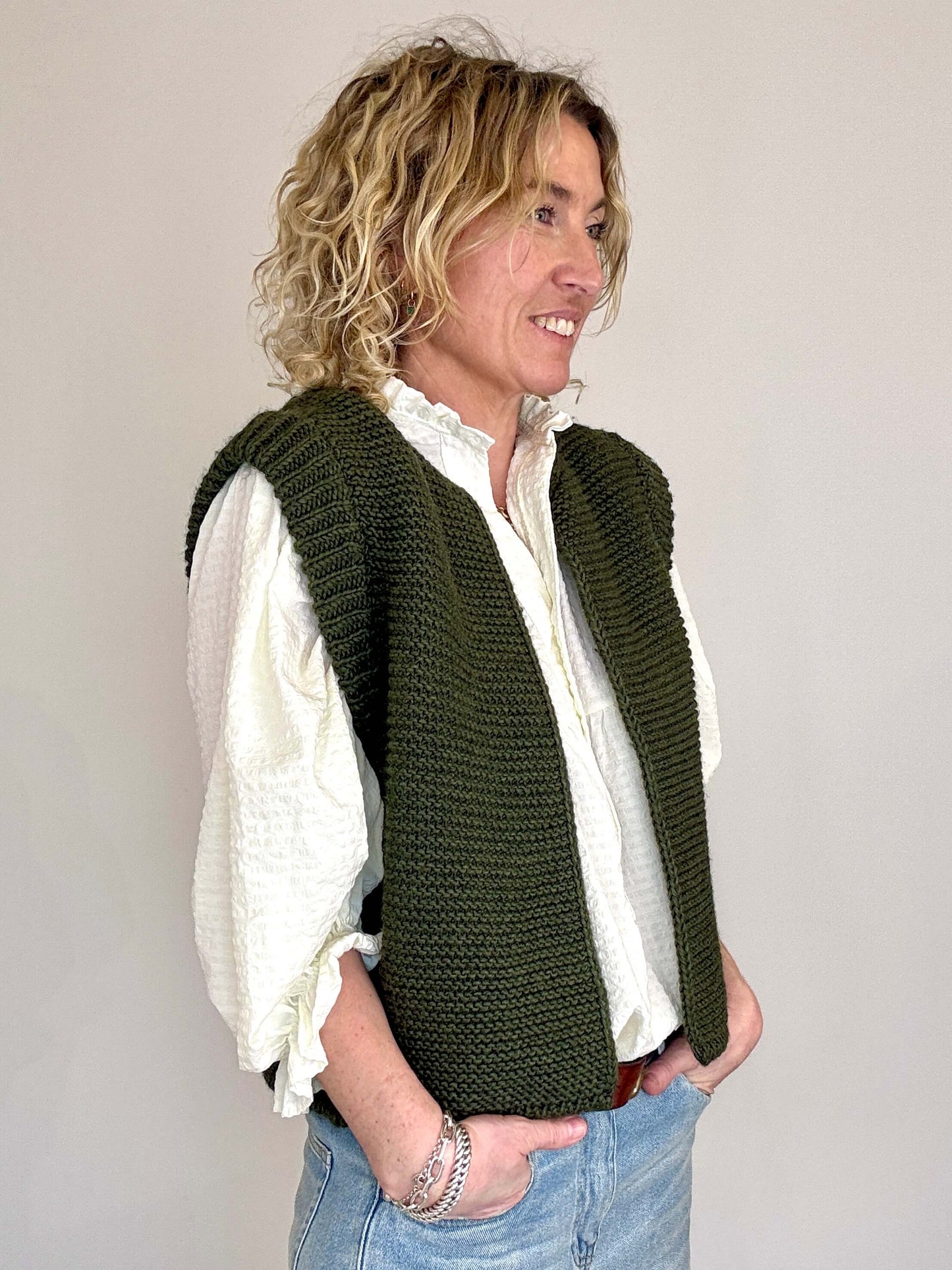 Mia Knitted Gilet | Khaki