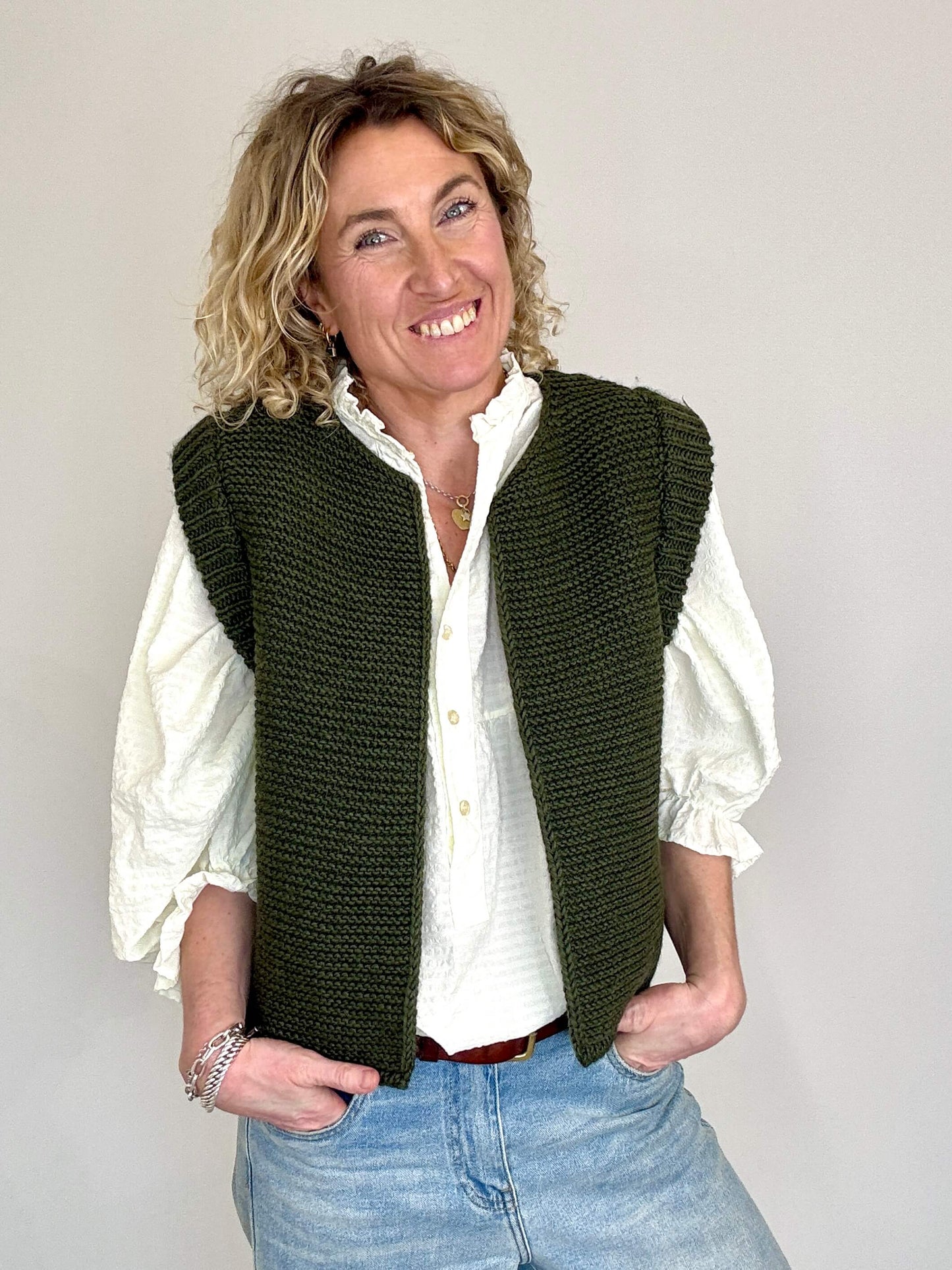 Mia Knitted Gilet | Khaki