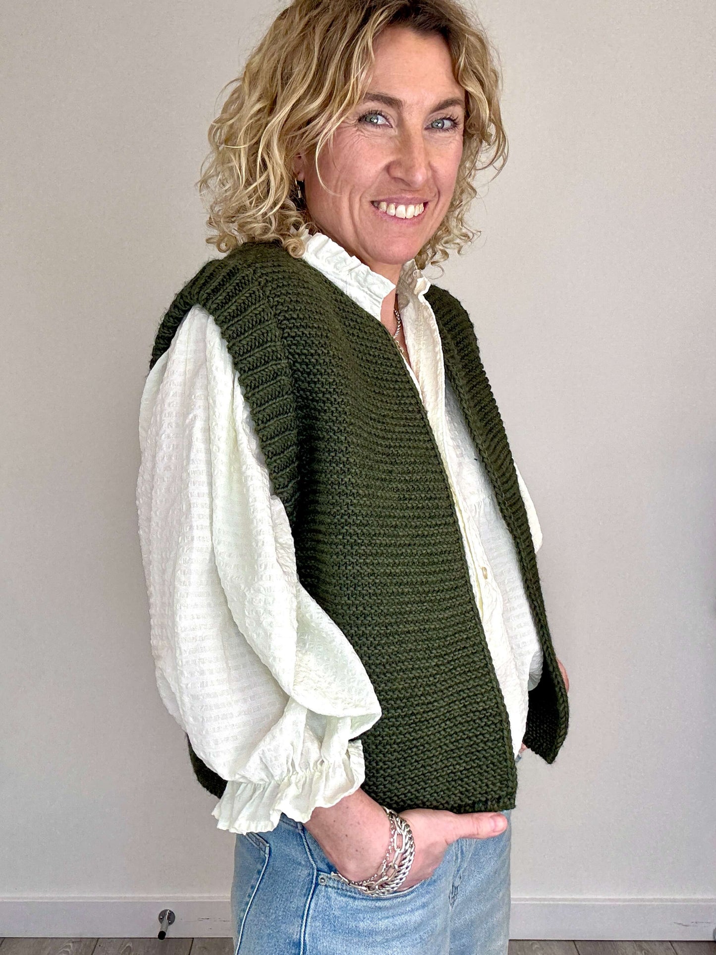 Mia Knitted Gilet | Khaki