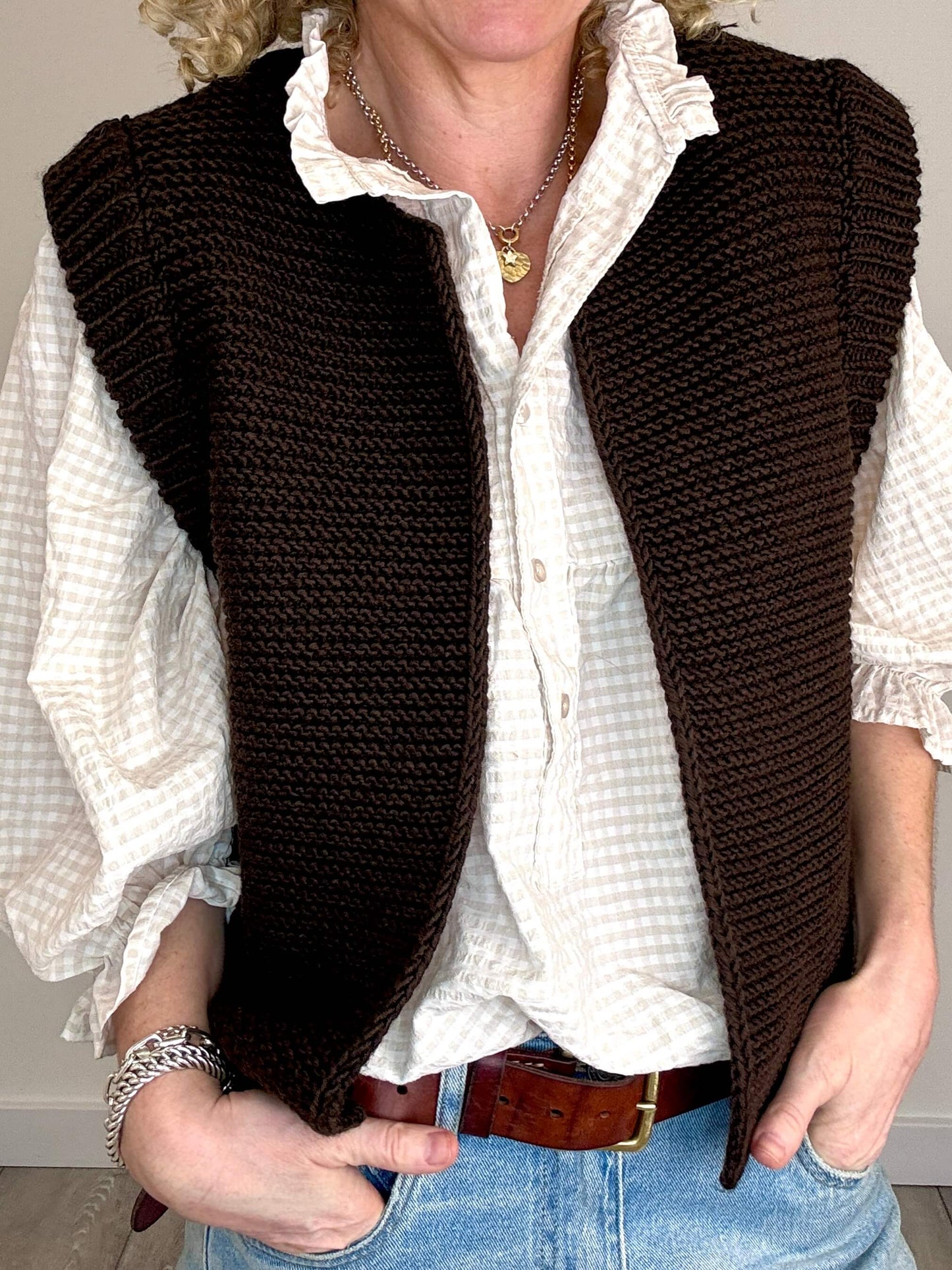 Honey Blouse | Light Brown Gingham