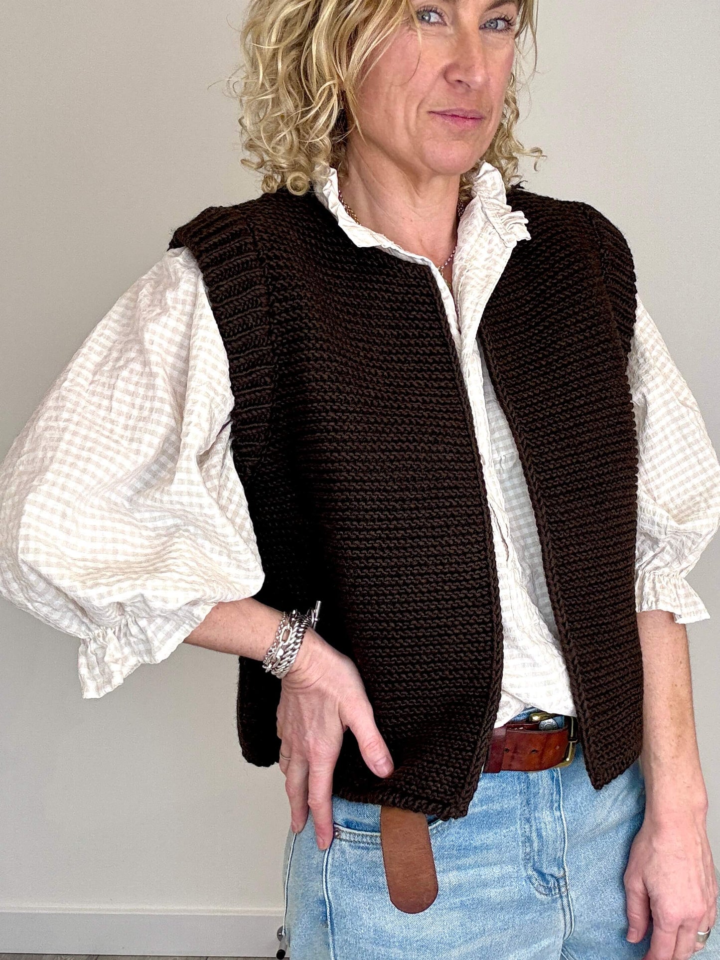 Honey Blouse | Light Brown Gingham