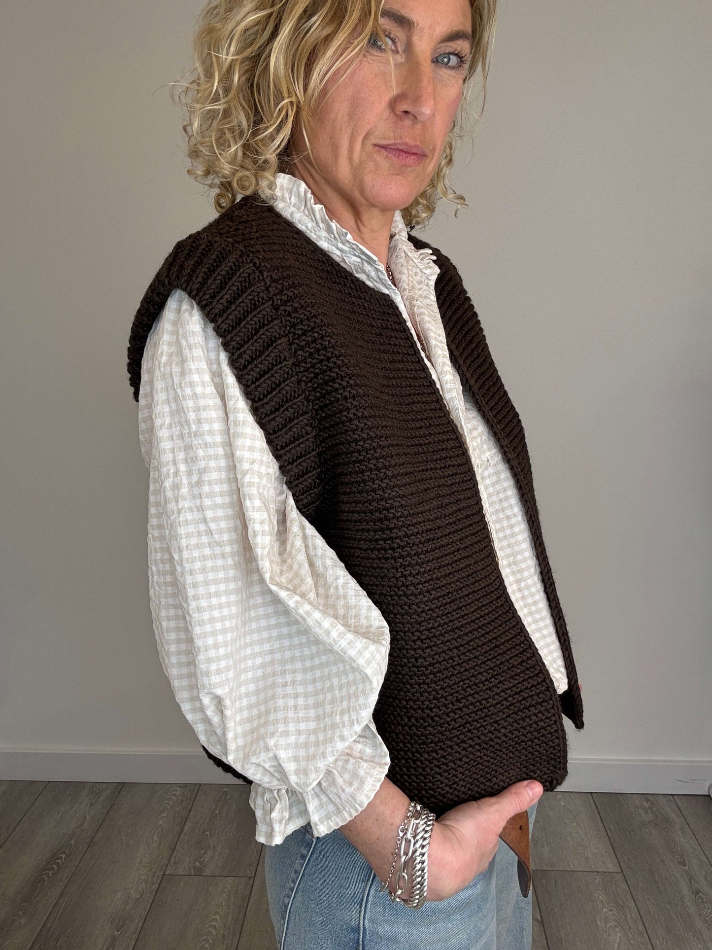 Honey Blouse | Light Brown Gingham