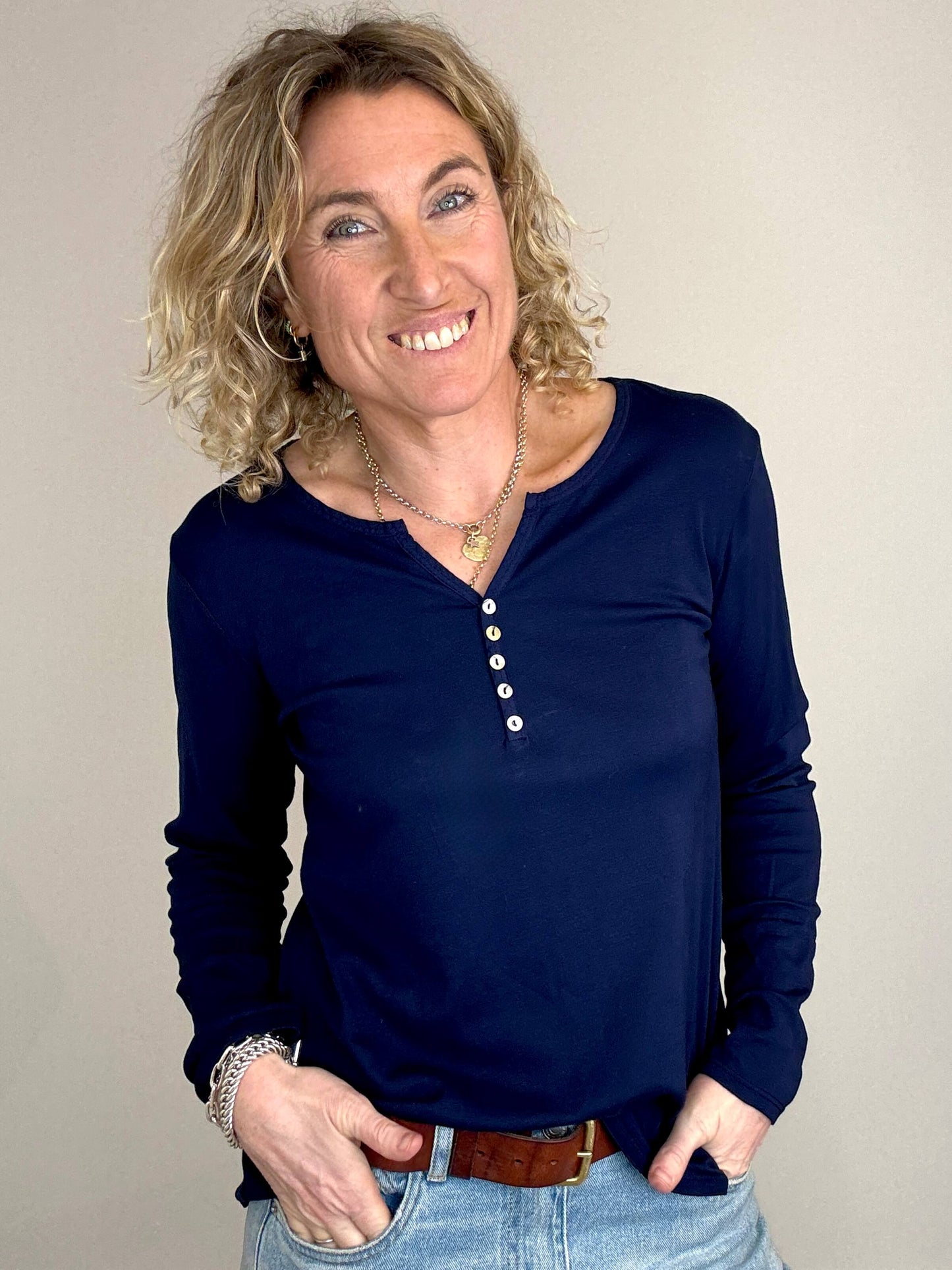 Henley Long Sleeve Tee | Navy