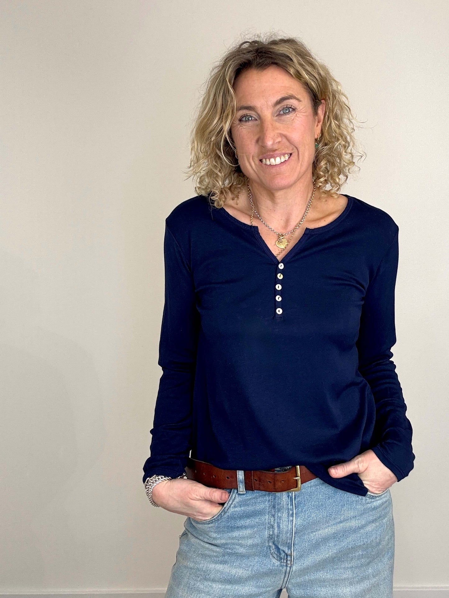 Henley Long Sleeve Tee | Navy