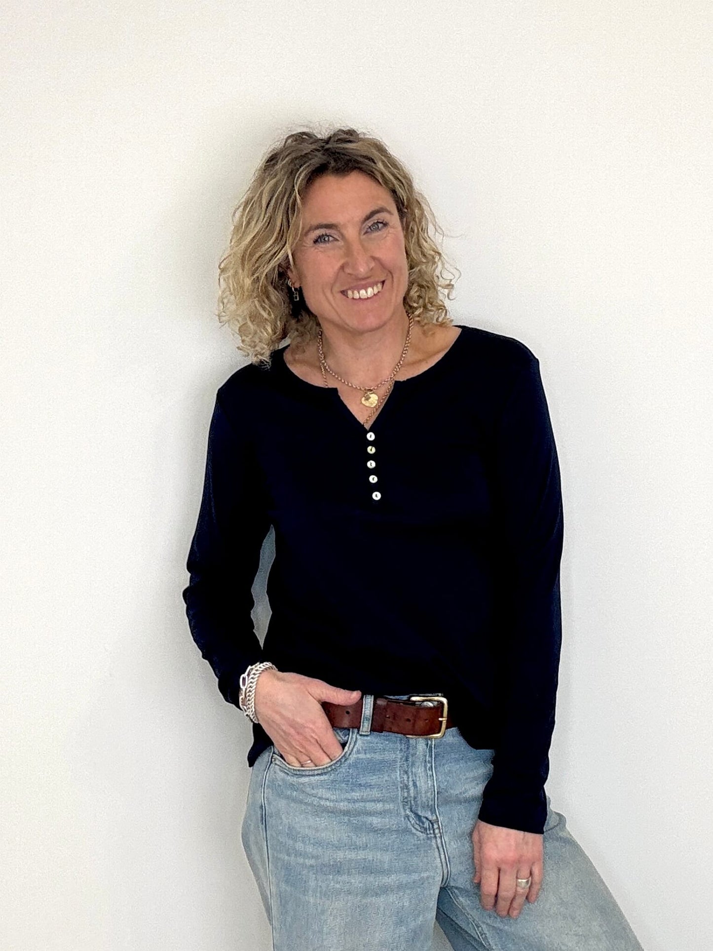 Henley Long Sleeve Tee | Navy