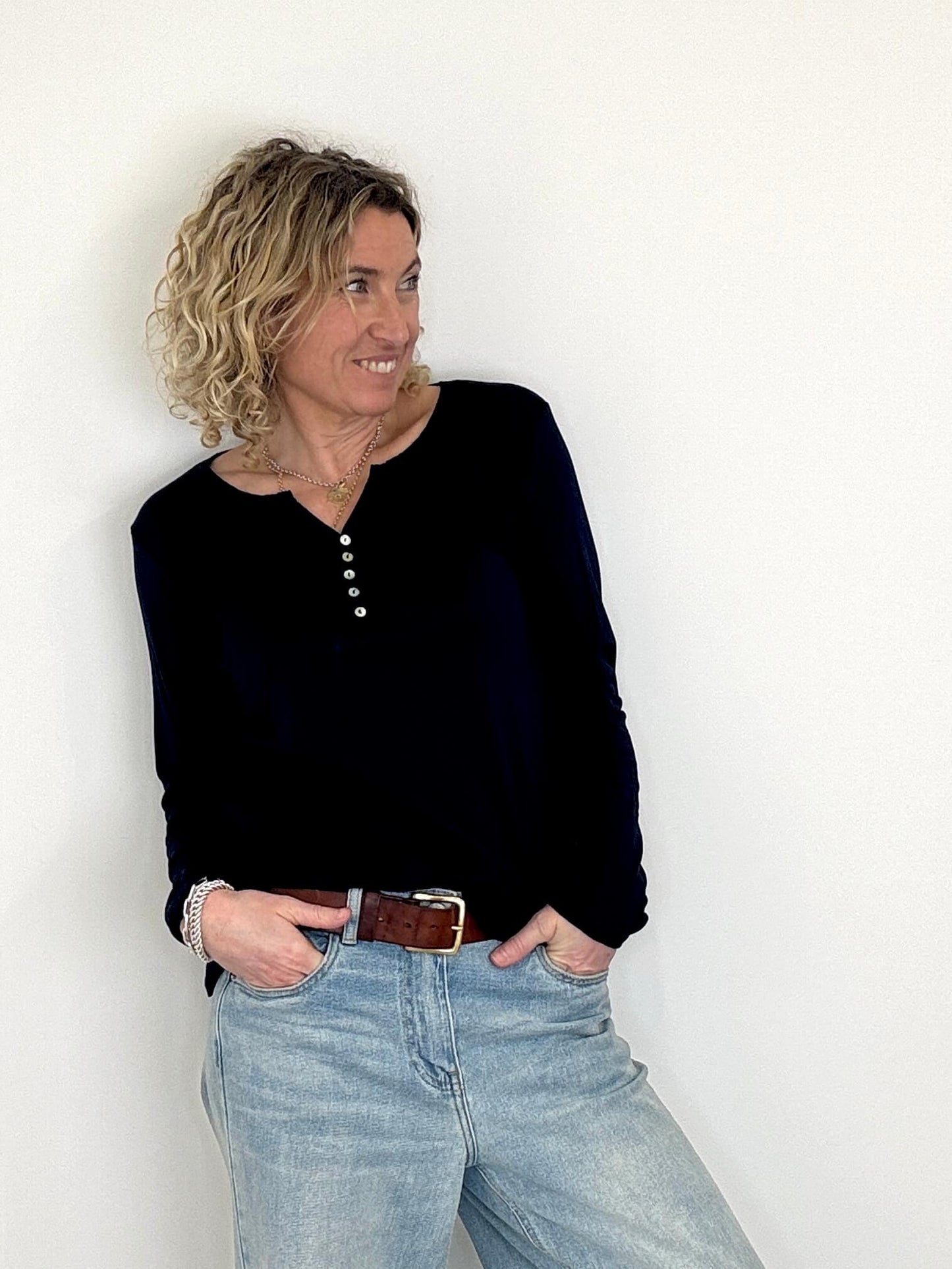 Henley Long Sleeve Tee | Navy