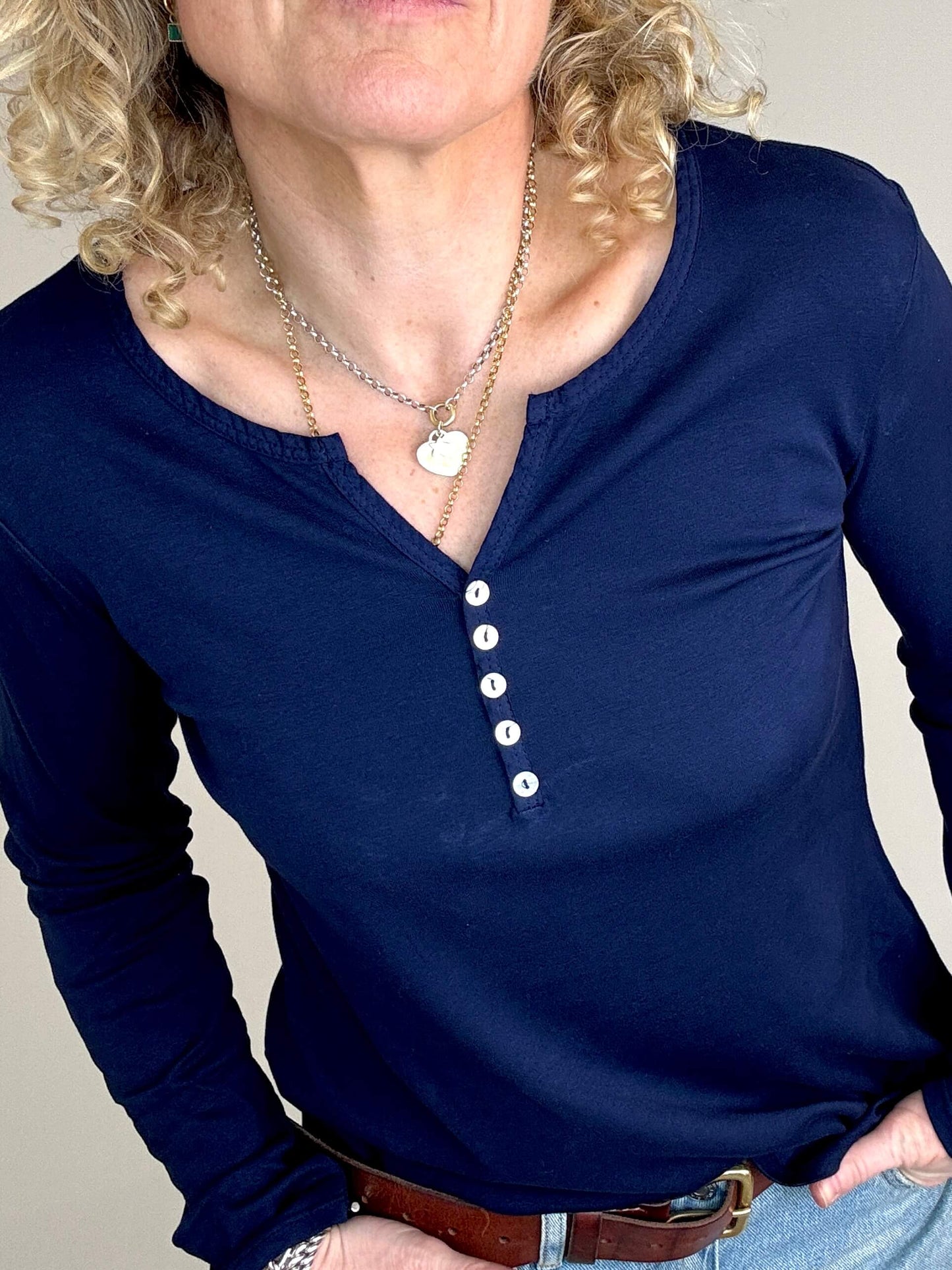 Henley Long Sleeve Tee | Navy