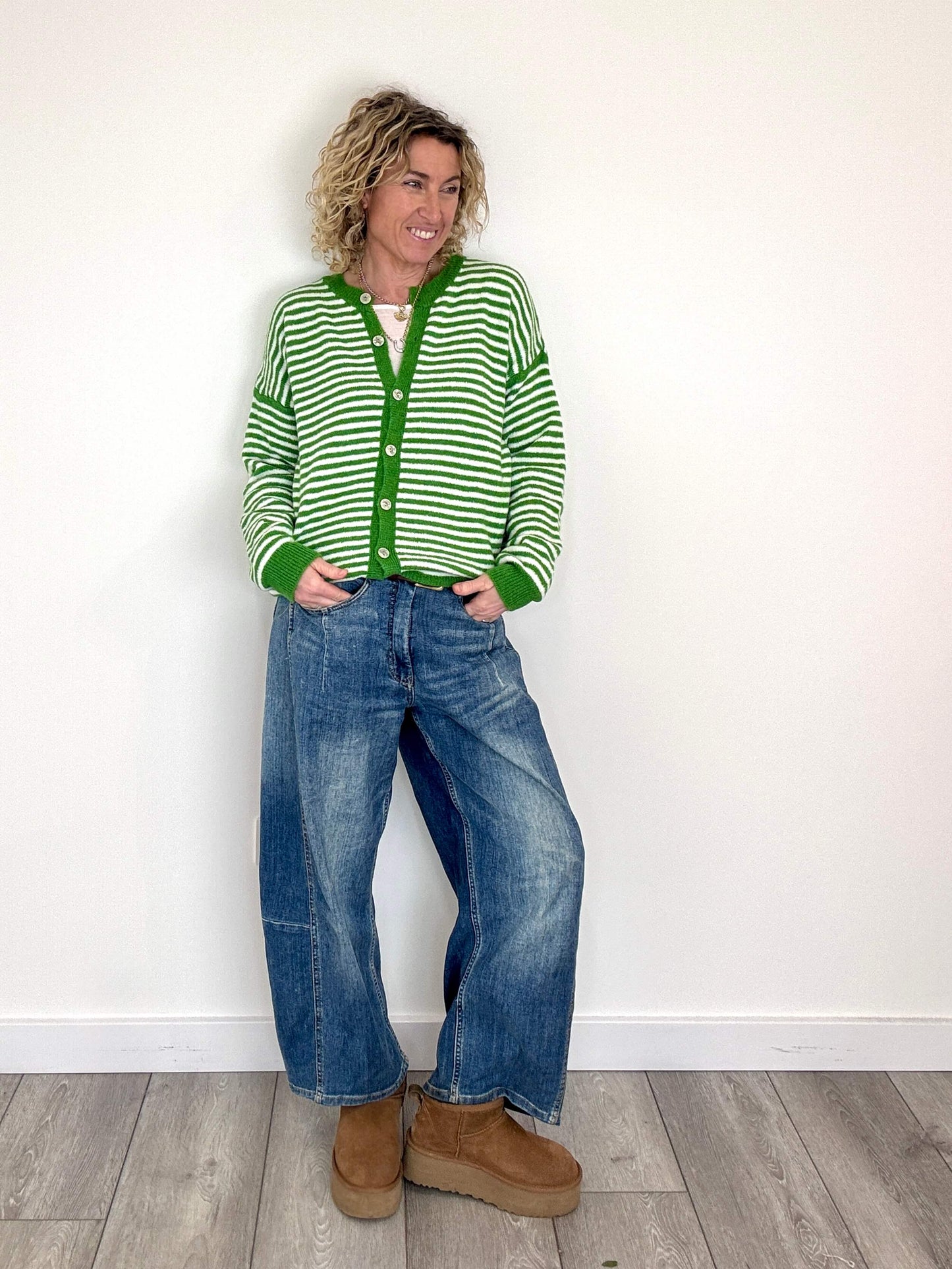 Lola Cardigan | Green & White