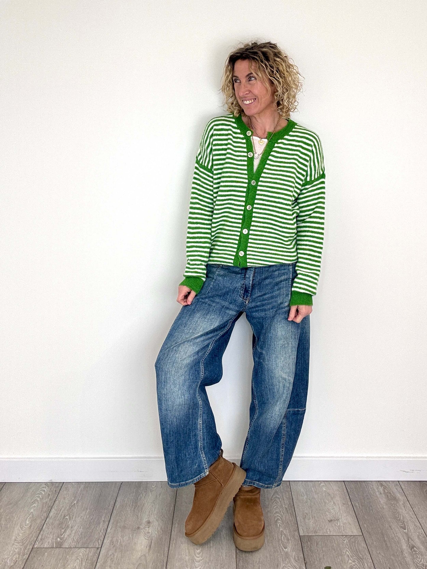 Lola Cardigan | Green & White