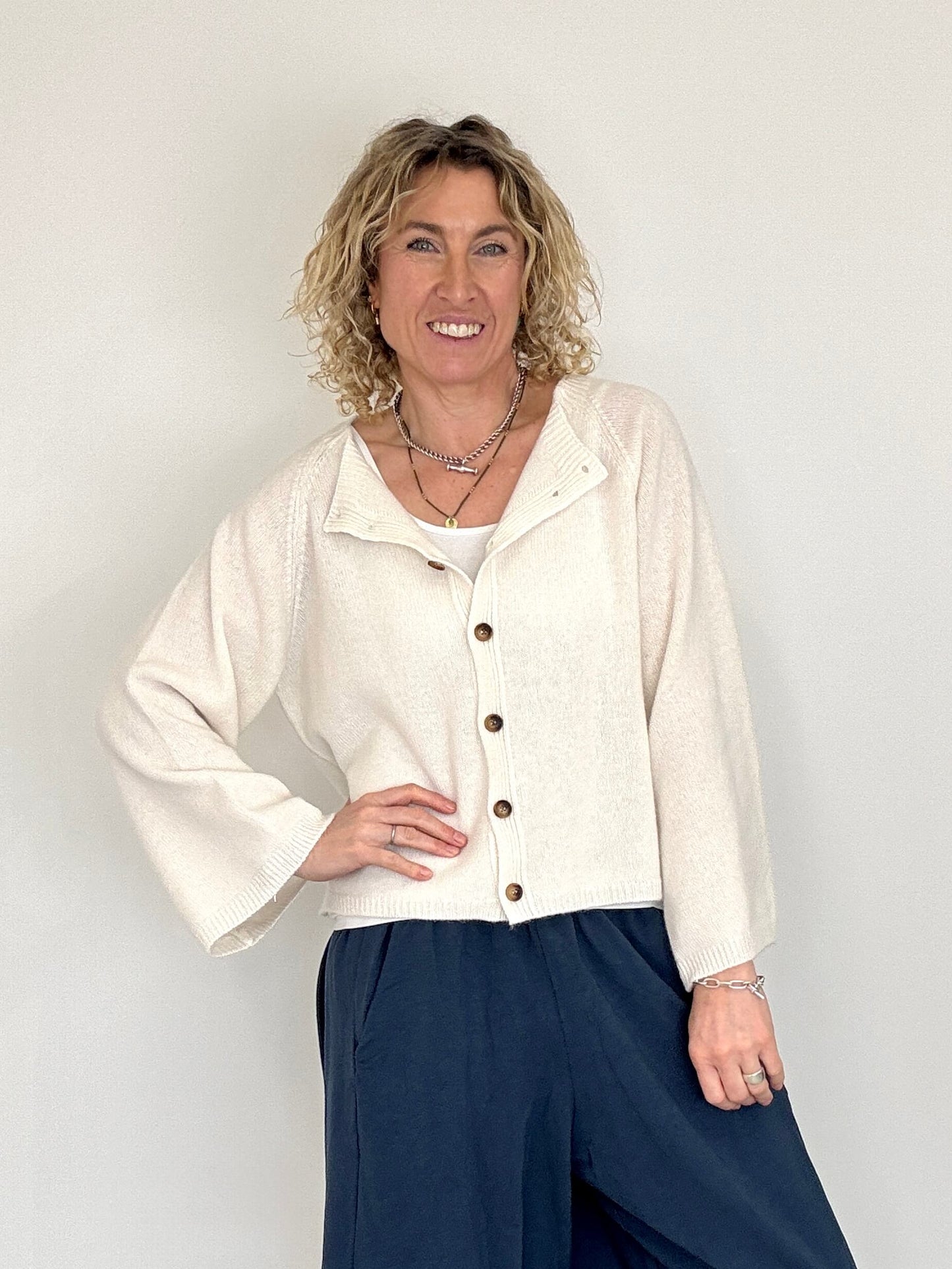 Salcombe Merino Wool Cardigan | Cream