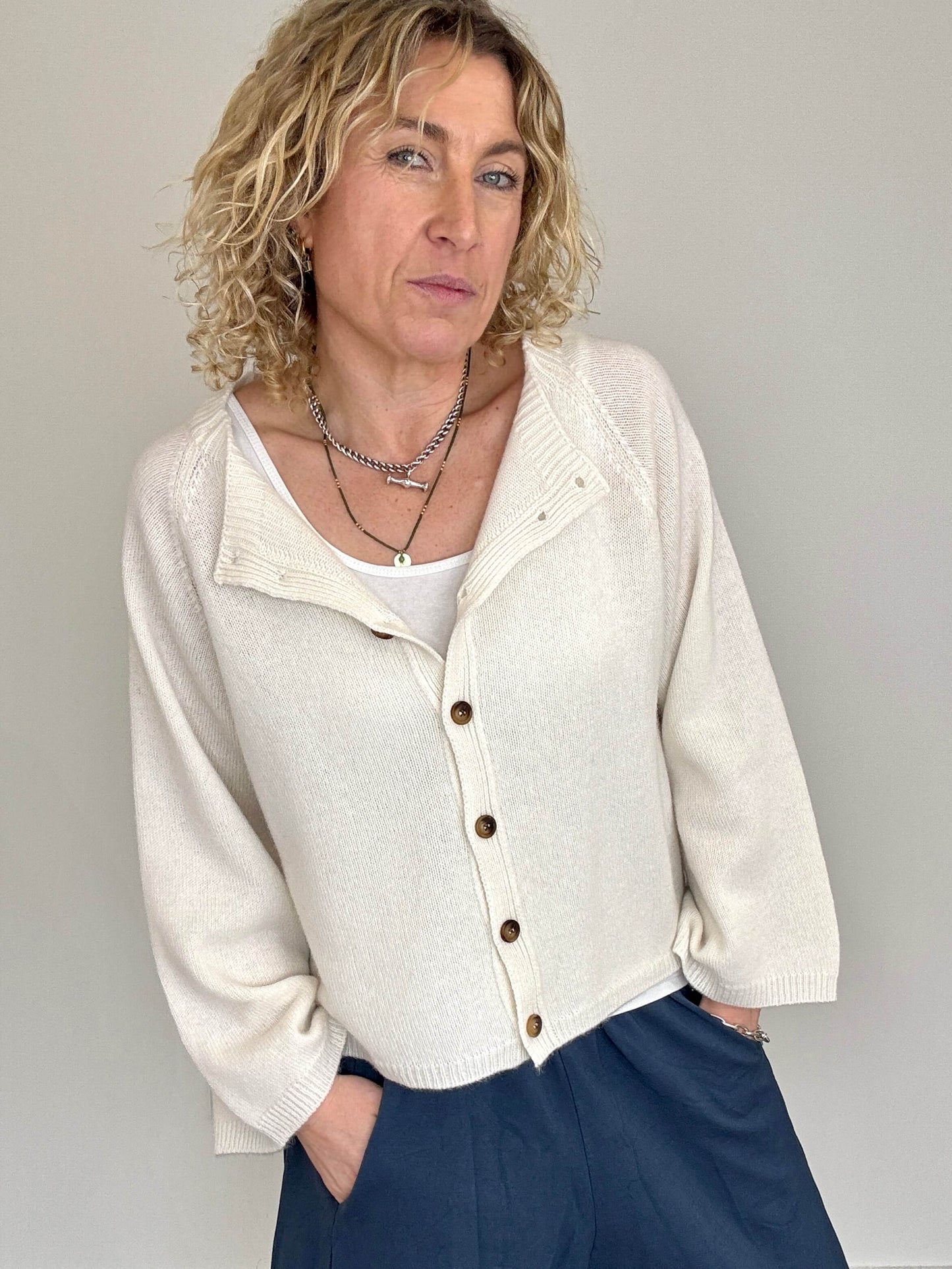 Salcombe Merino Wool Cardigan | Cream