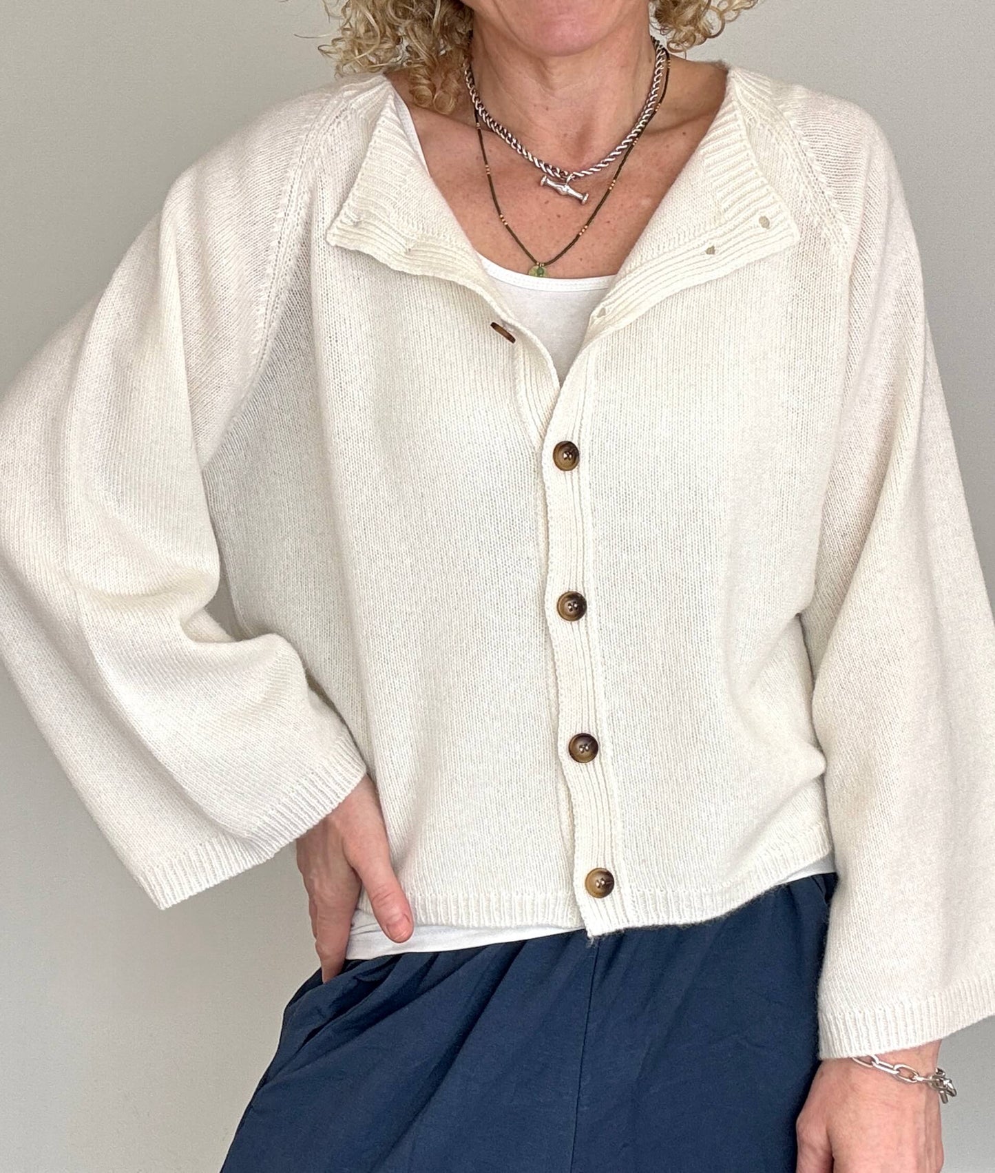 Salcombe Merino Wool Cardigan | Cream