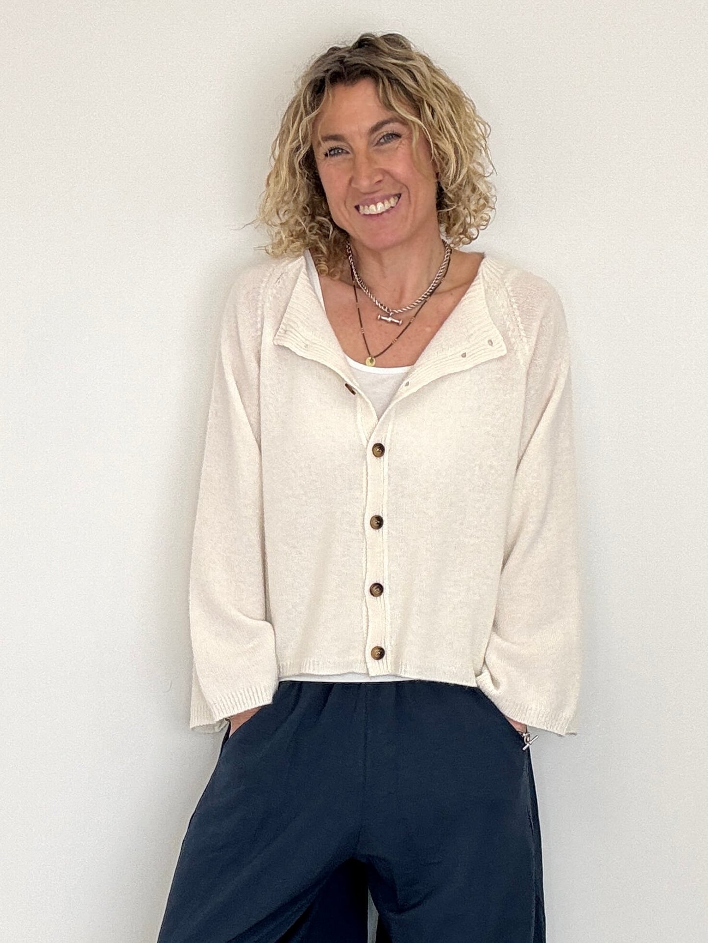 Salcombe Merino Wool Cardigan | Cream