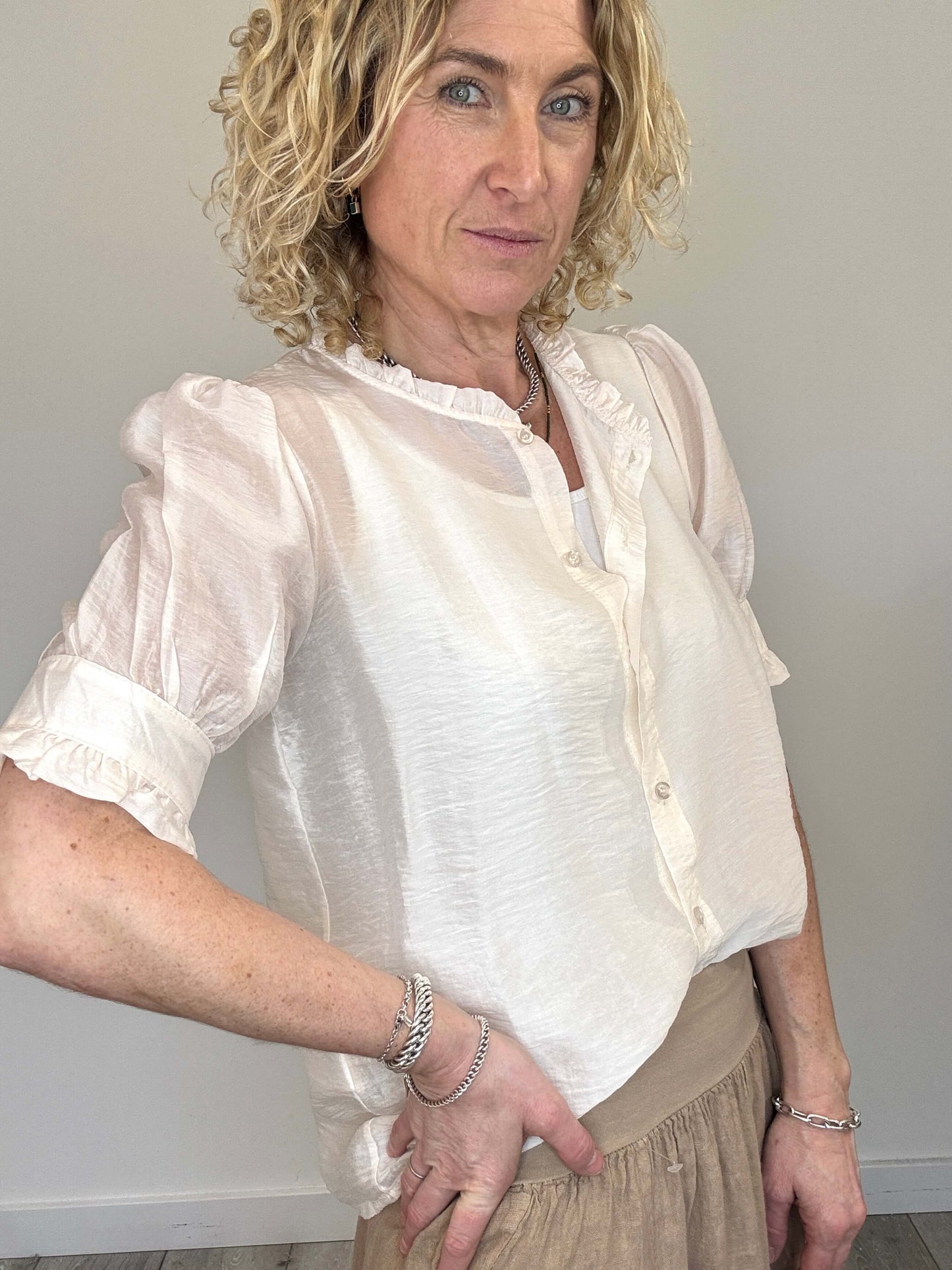 Nahara Frill Sleeve Blouse | Off White