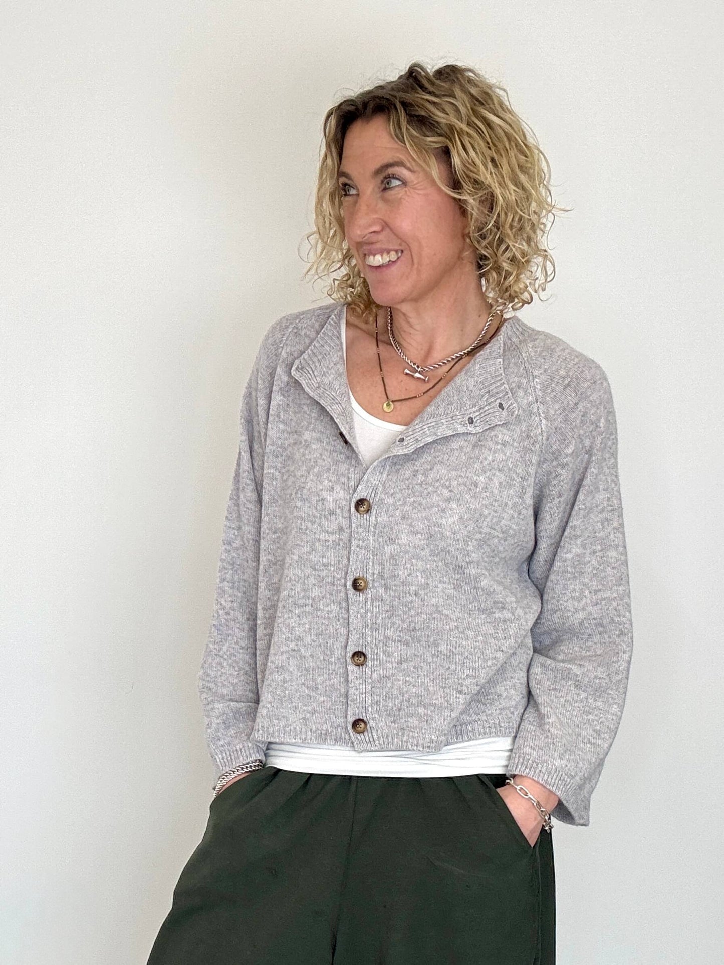 Salcombe Merino Wool Cardigan | Grey