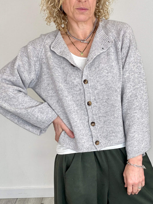 Salcombe Merino Wool Cardigan | Grey