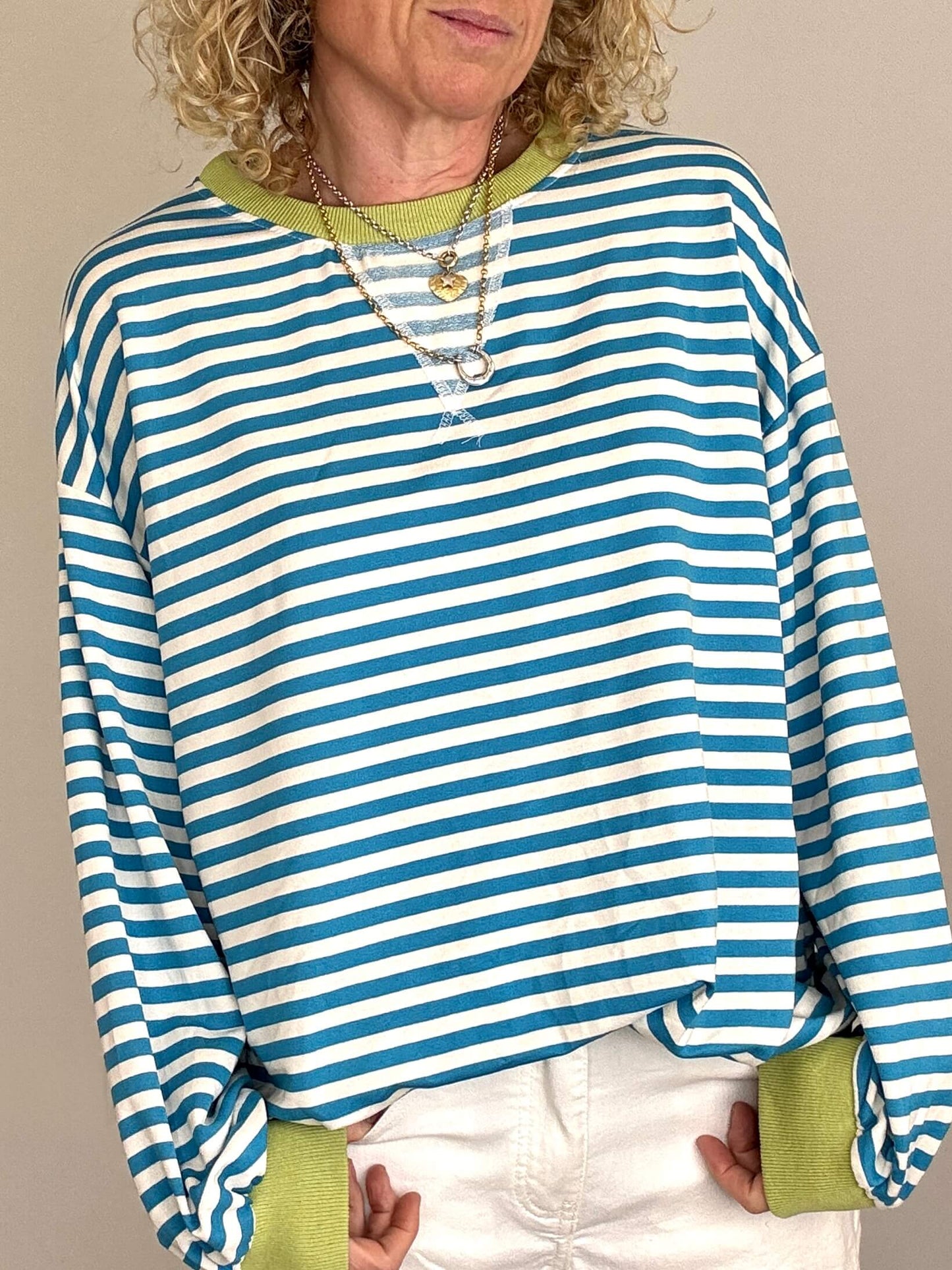 Billie Stripe Sweatshirt | Blue & White