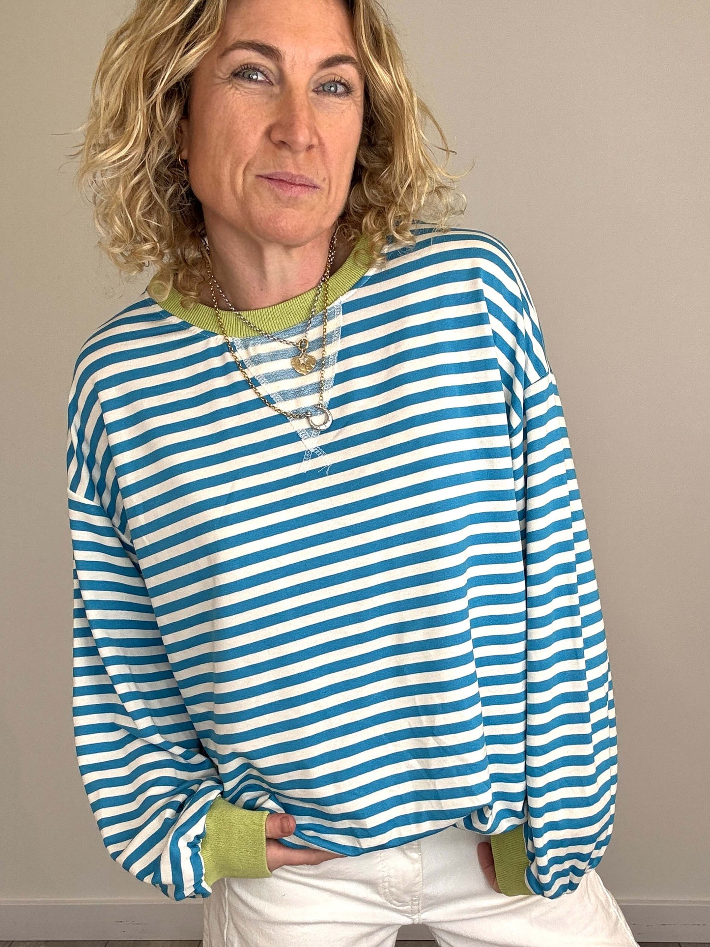 Billie Stripe Sweatshirt | Blue & White