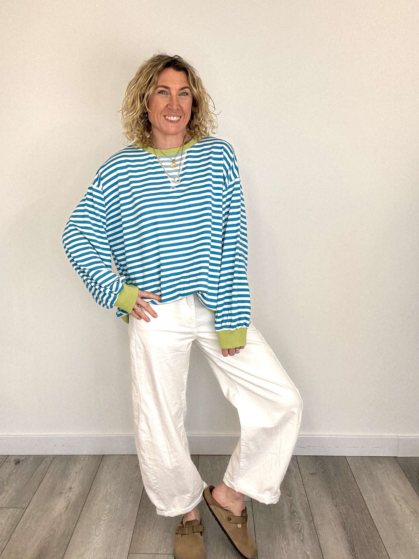 Billie Stripe Sweatshirt | Blue & White