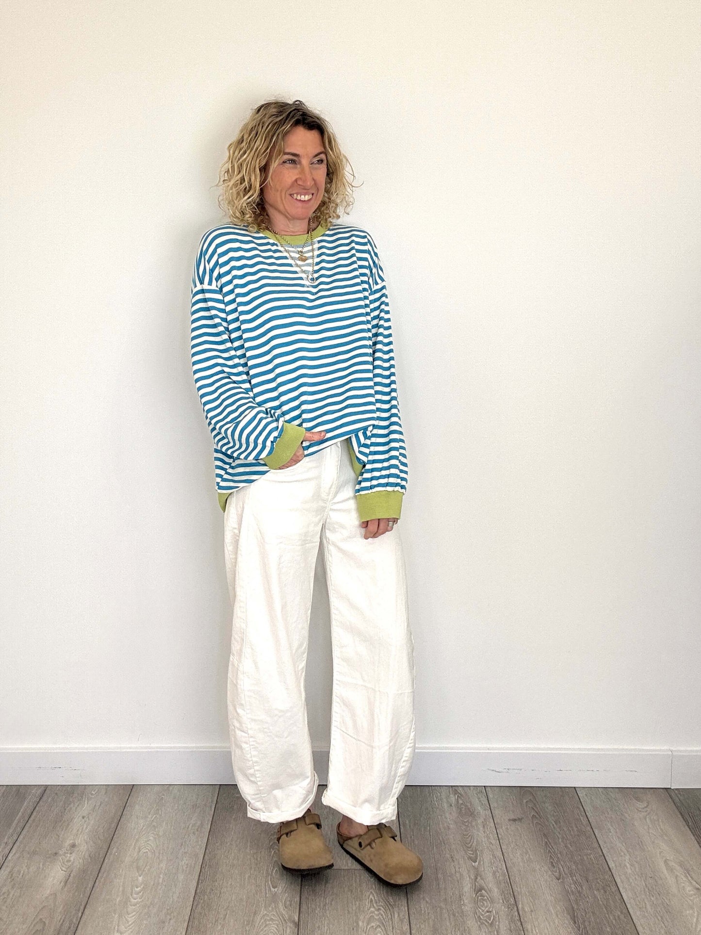 Billie Stripe Sweatshirt | Blue & White