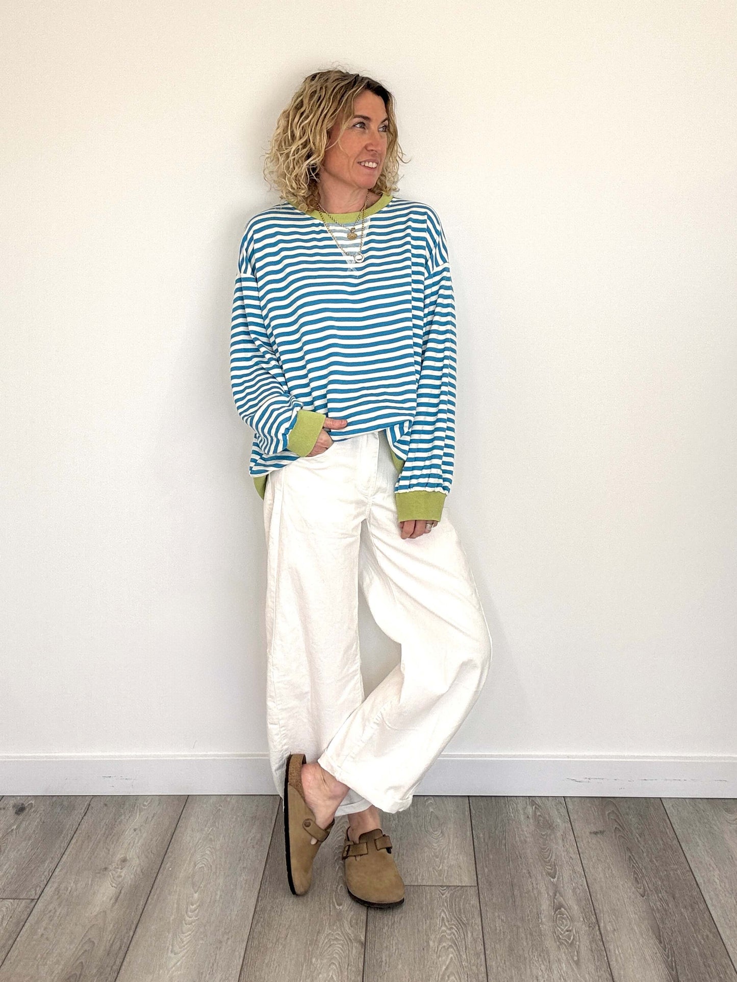Billie Stripe Sweatshirt | Blue & White