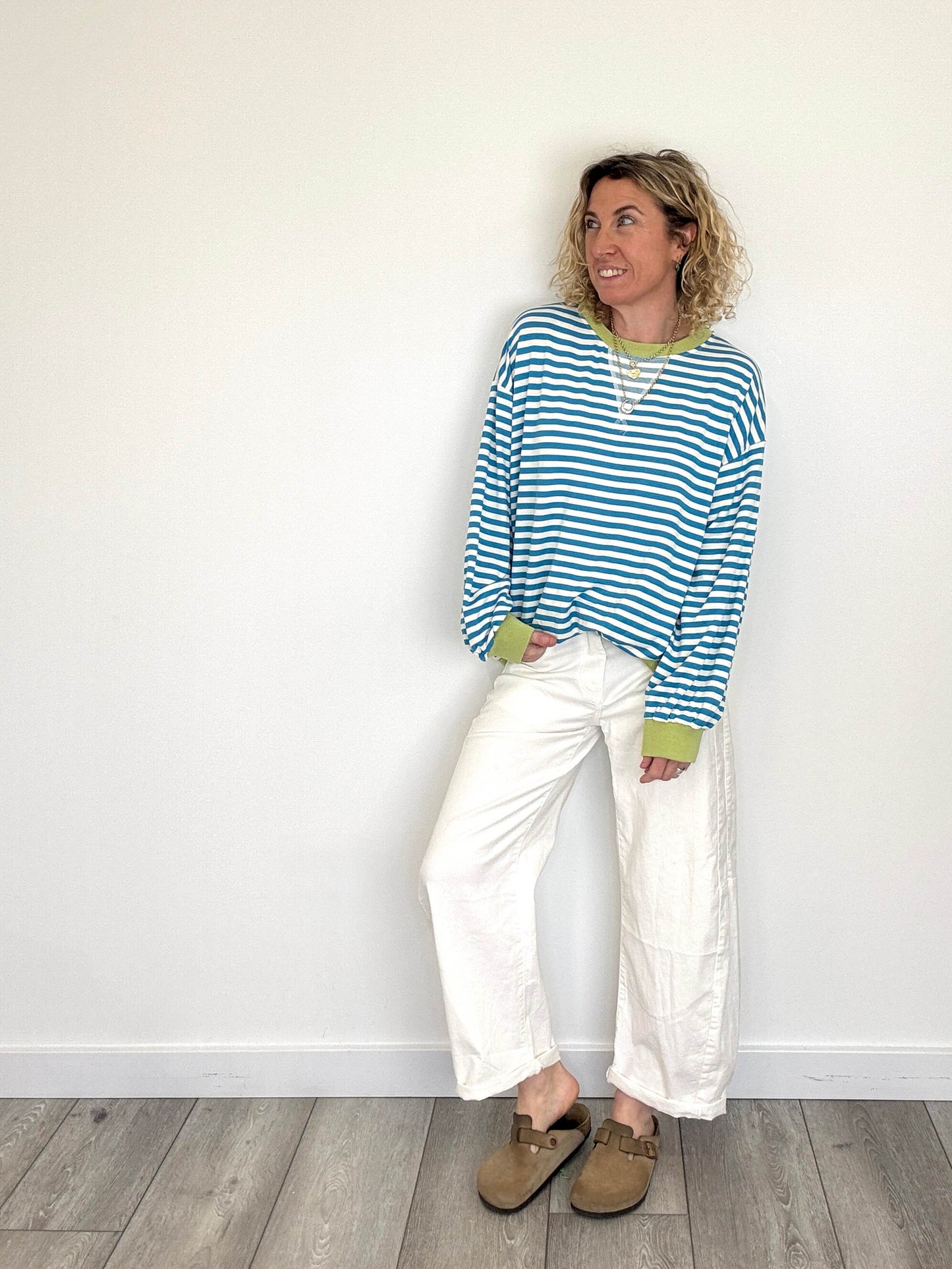 Billie Stripe Sweatshirt | Blue & White