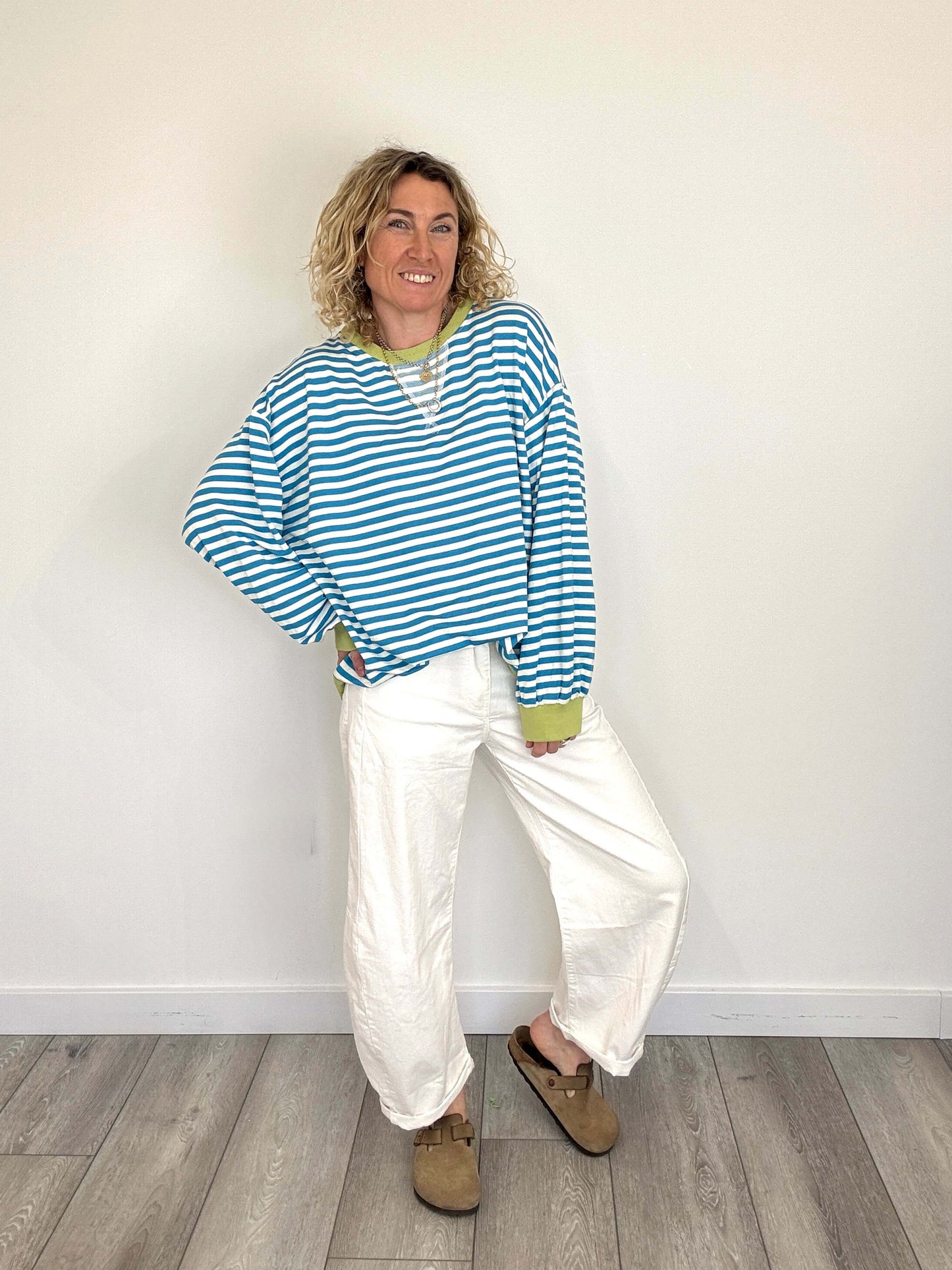 Billie Stripe Sweatshirt | Blue & White