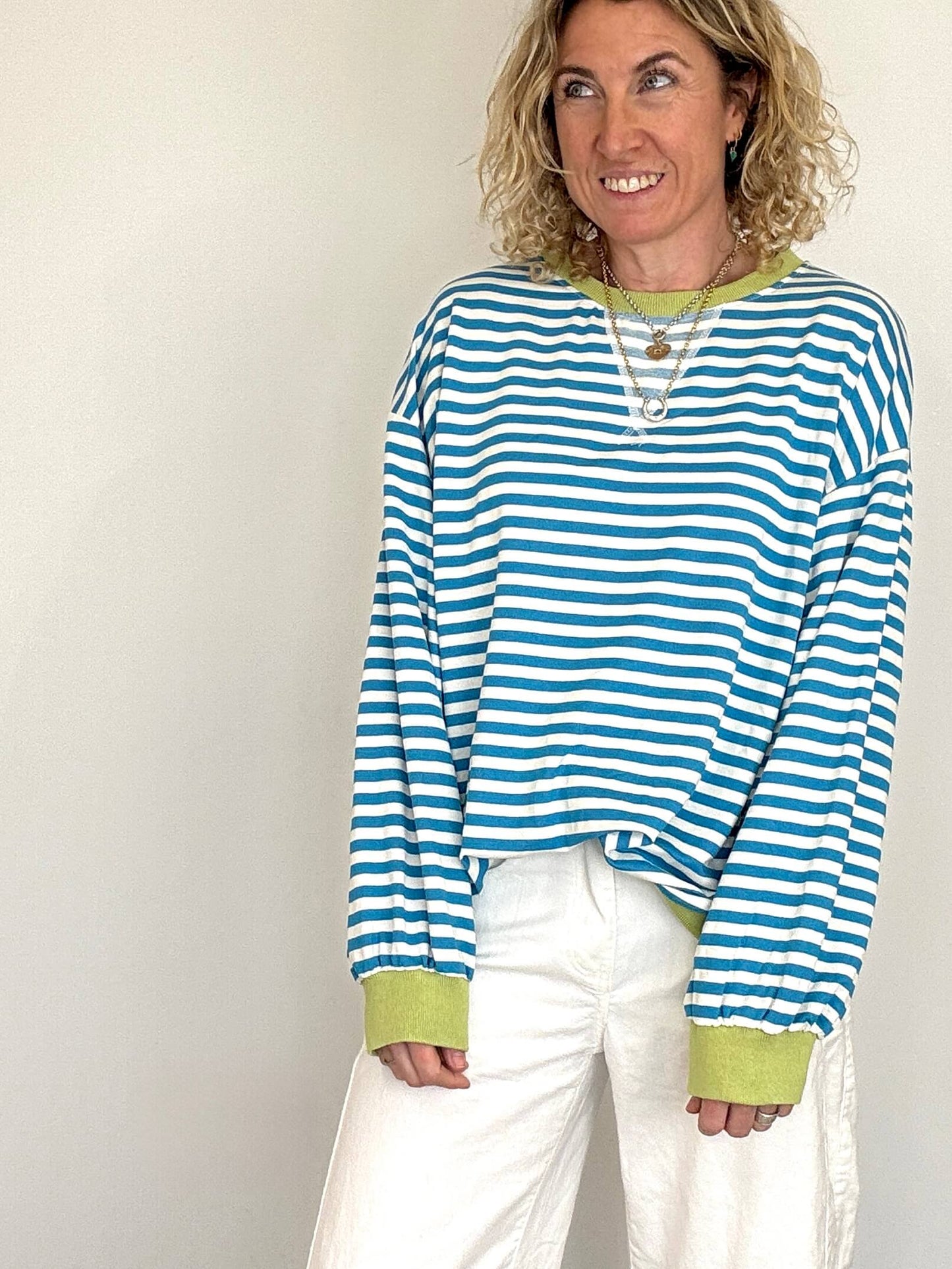 Billie Stripe Sweatshirt | Blue & White