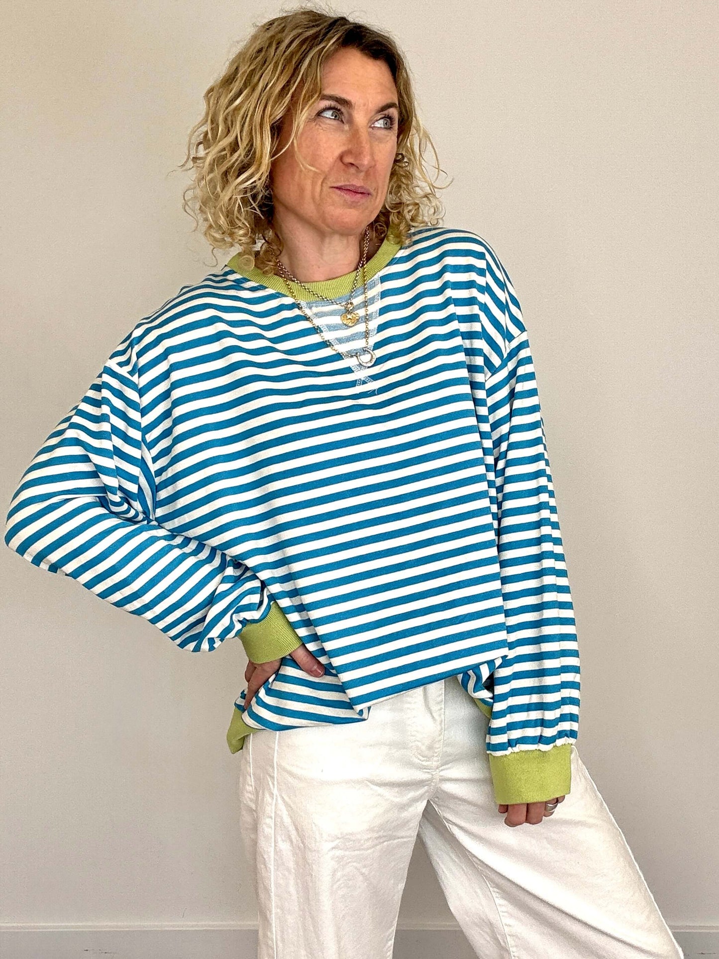 Billie Stripe Sweatshirt | Blue & White