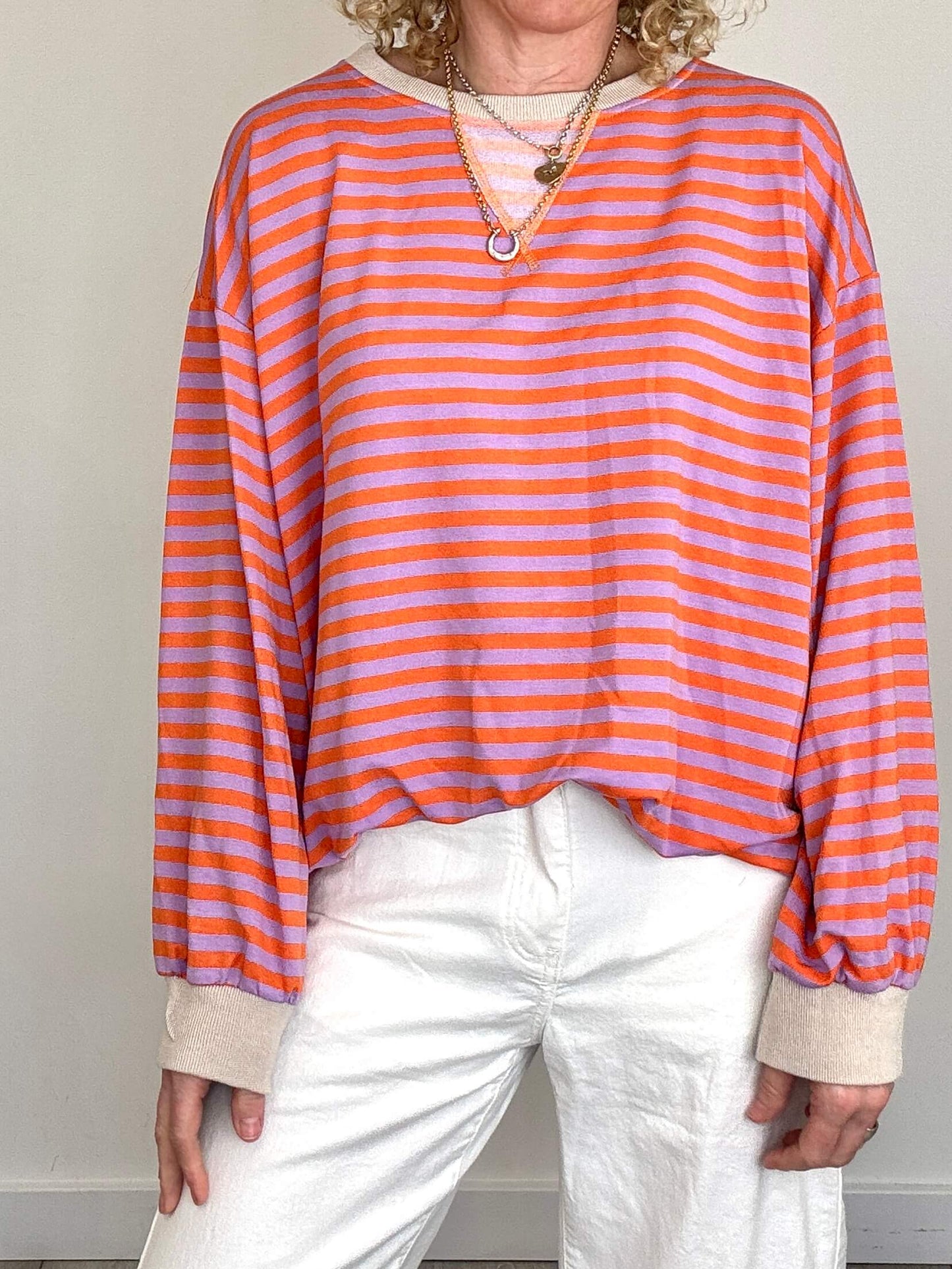 Billie Stripe Sweatshirt | Purple & Orange