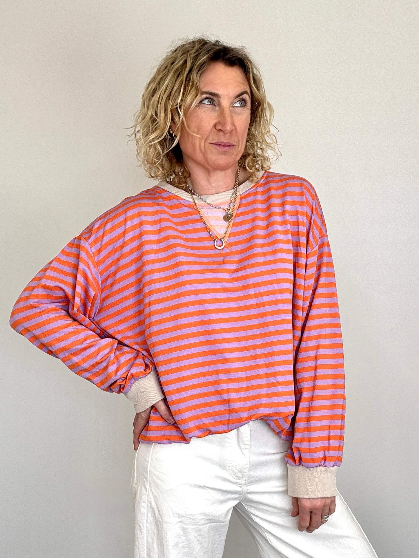 Billie Stripe Sweatshirt | Purple & Orange