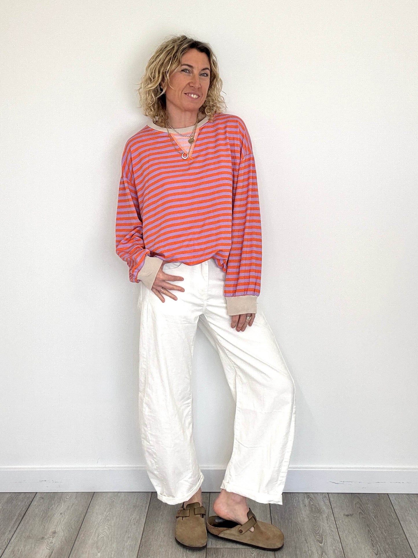 Billie Stripe Sweatshirt | Purple & Orange