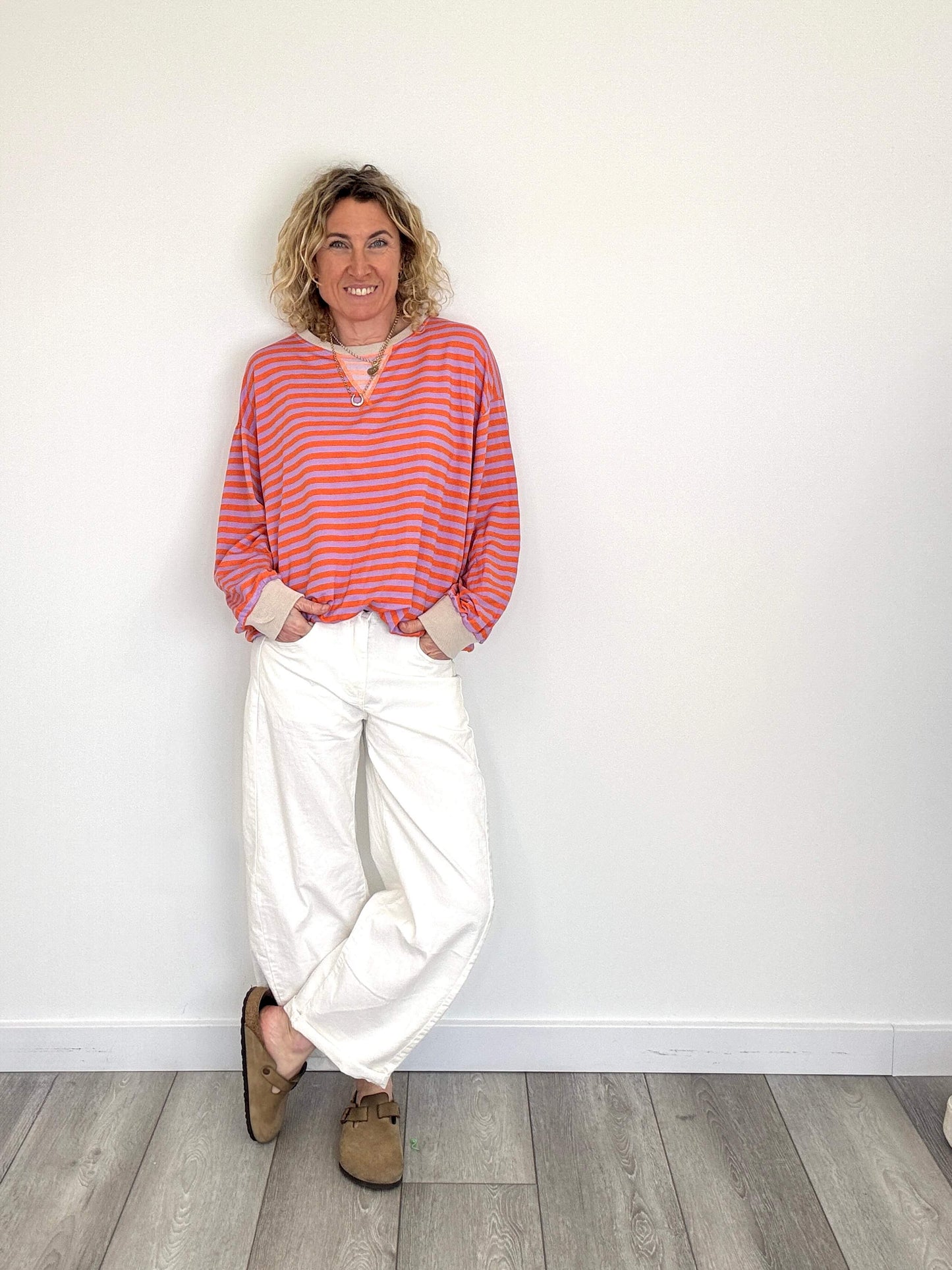 Billie Stripe Sweatshirt | Purple & Orange