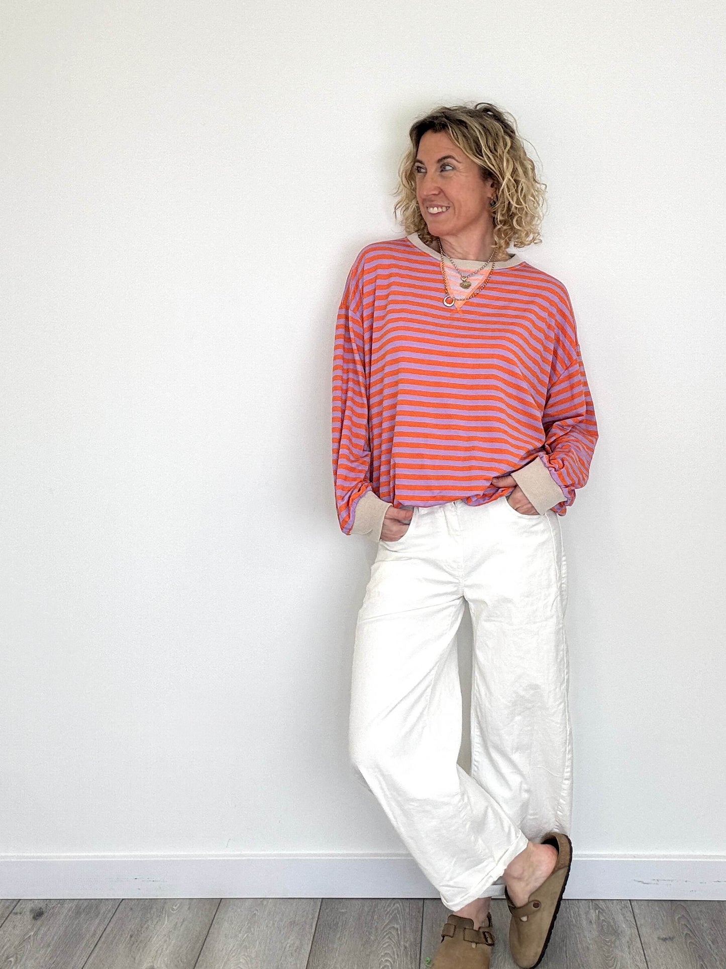 Billie Stripe Sweatshirt | Purple & Orange