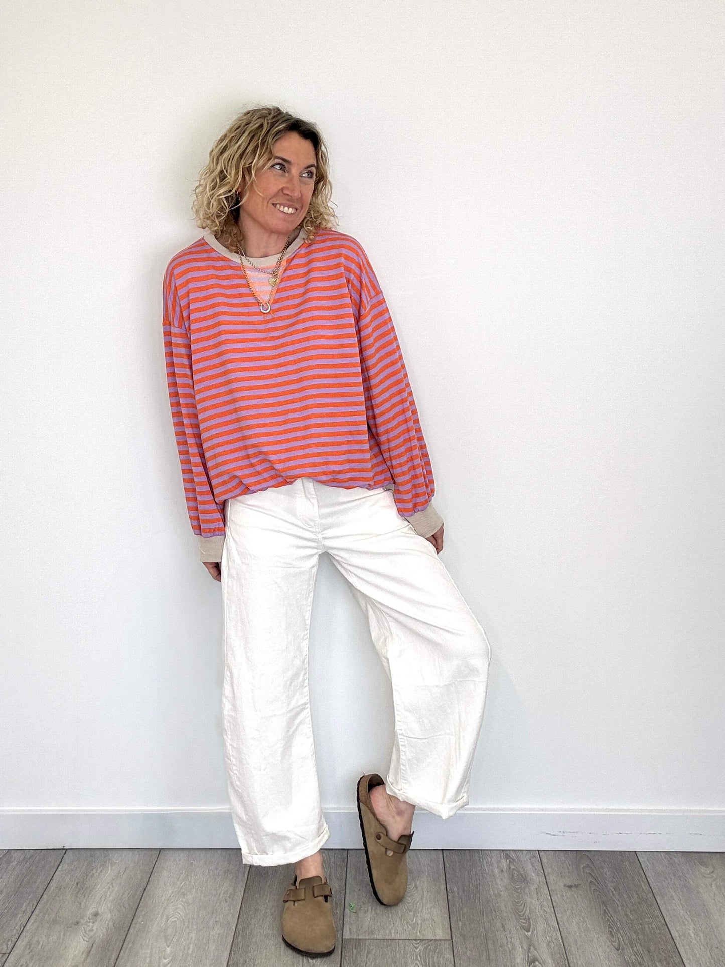 Billie Stripe Sweatshirt | Purple & Orange