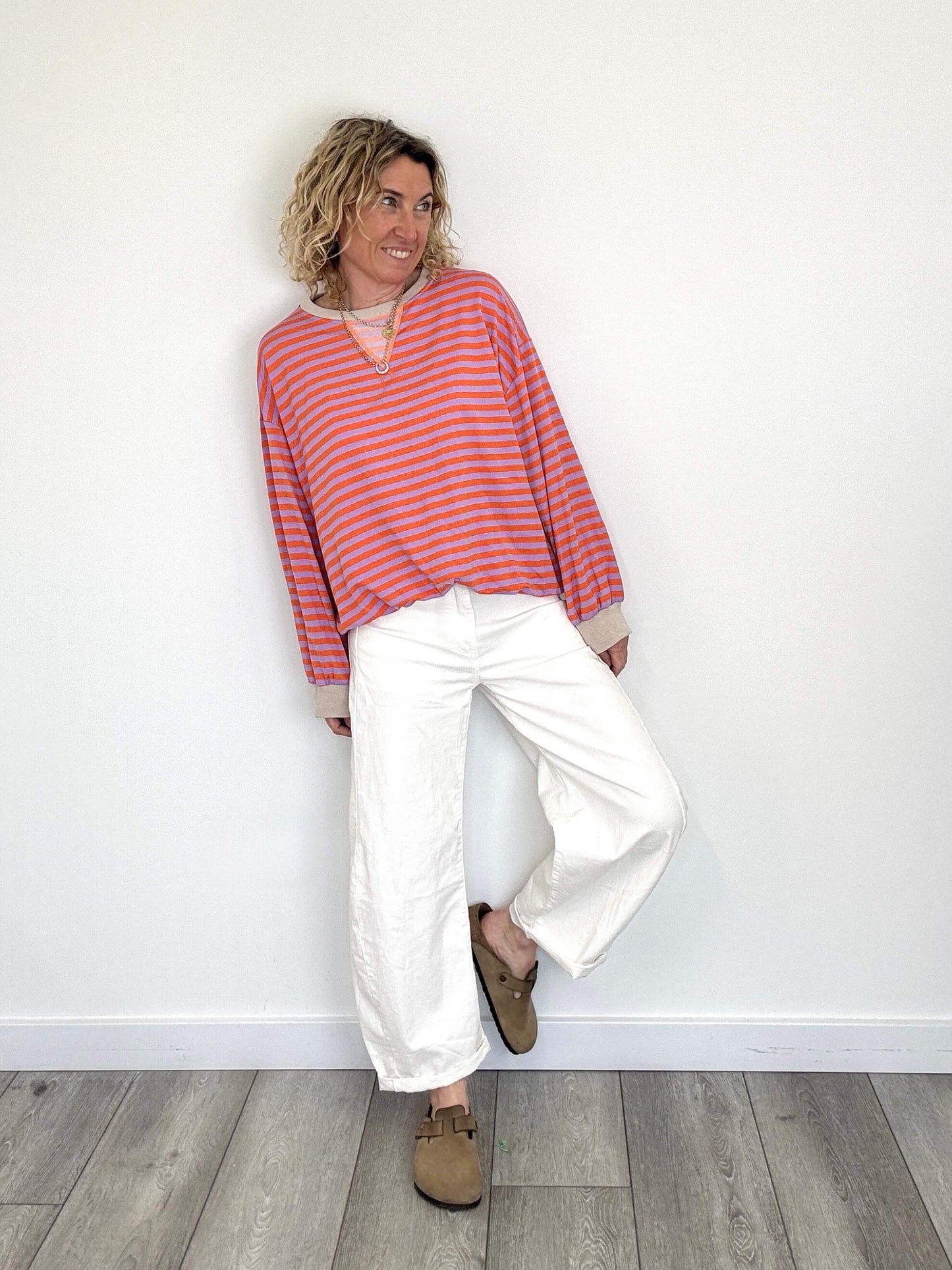 Billie Stripe Sweatshirt | Purple & Orange