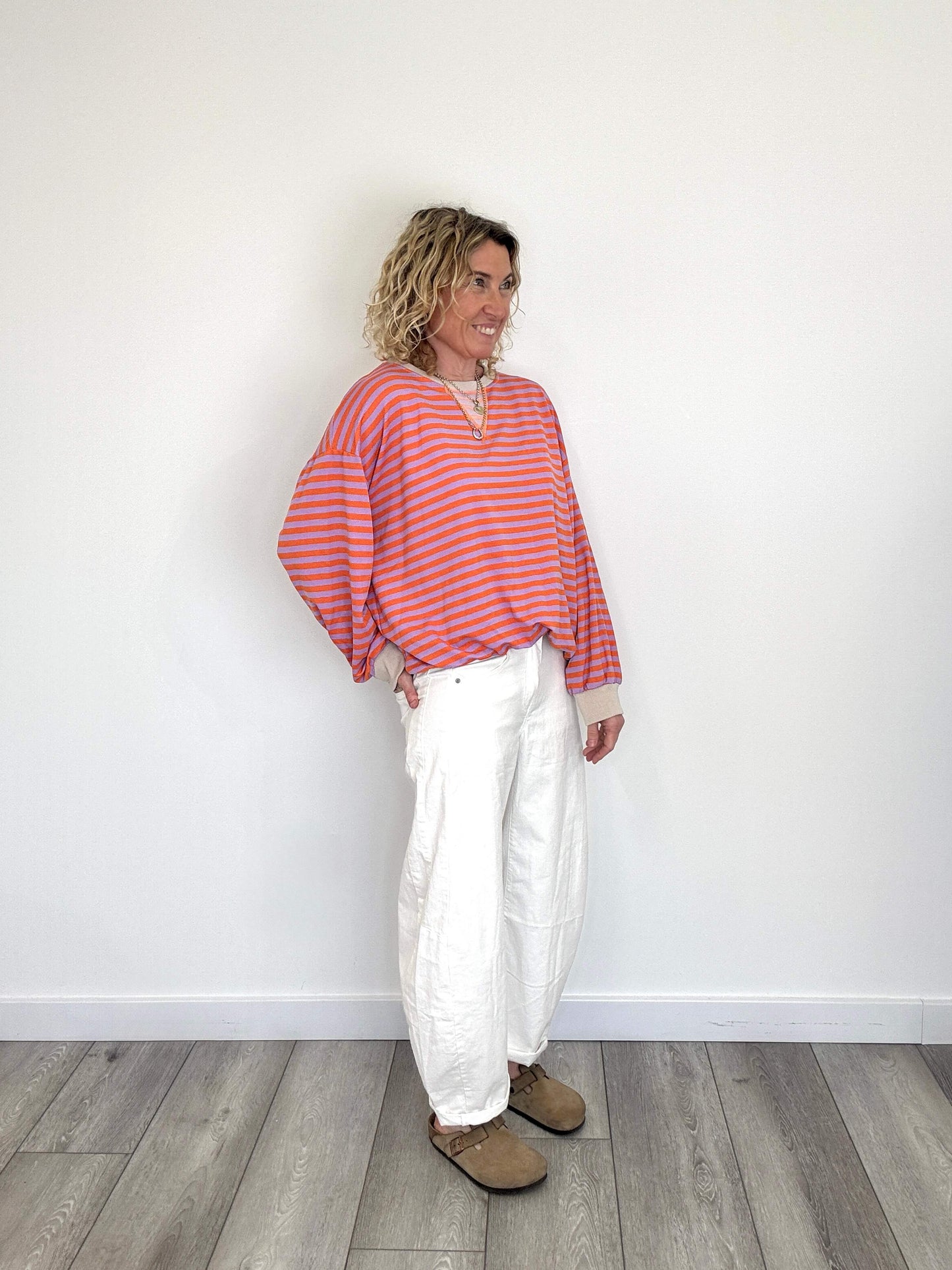 Billie Stripe Sweatshirt | Purple & Orange