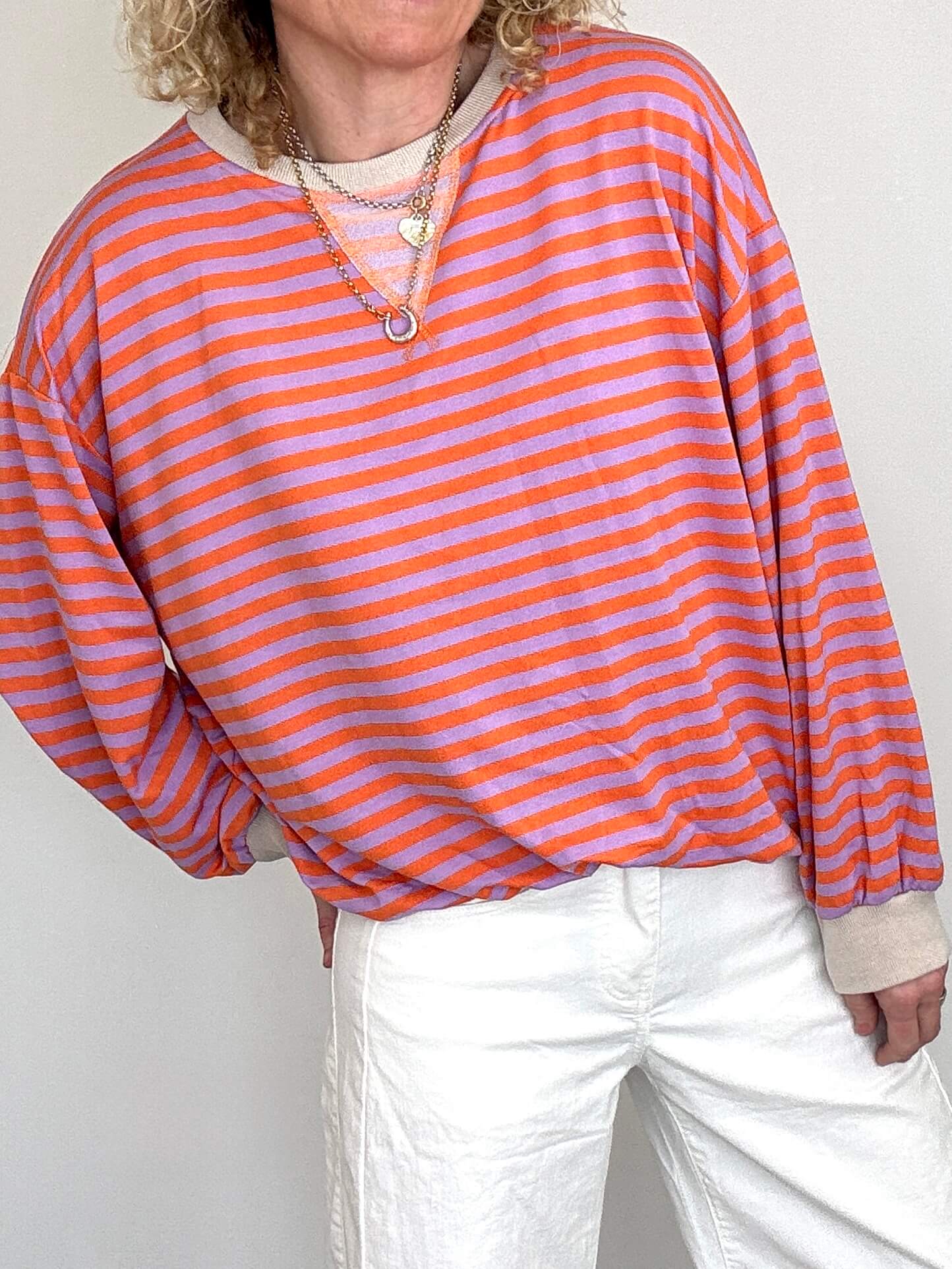 Billie Stripe Sweatshirt | Purple & Orange