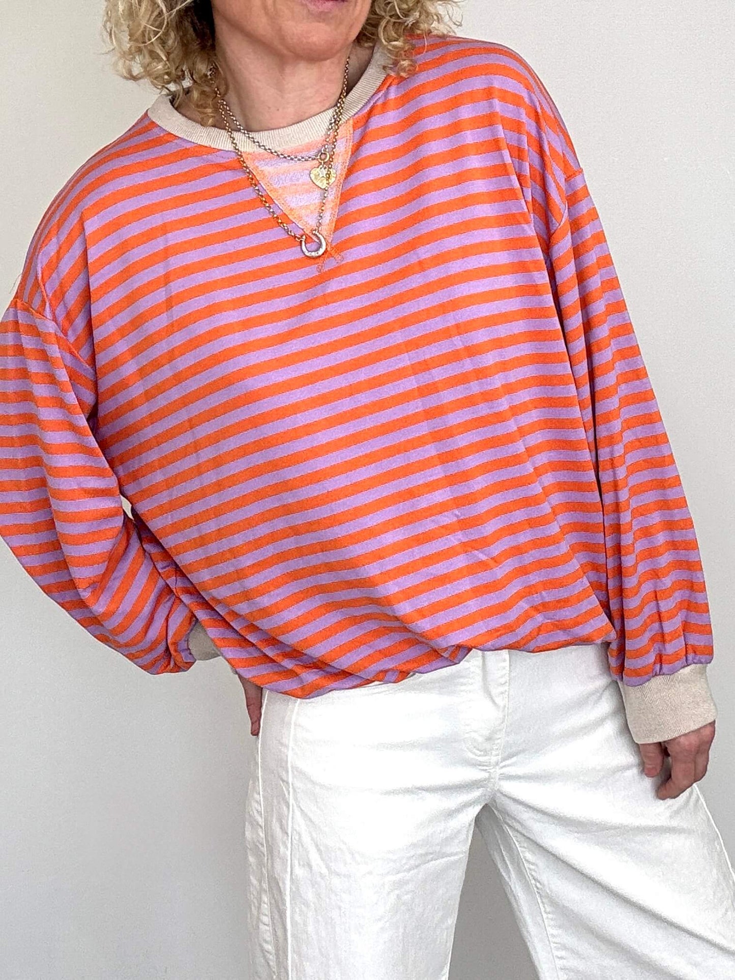 Billie Stripe Sweatshirt | Purple & Orange