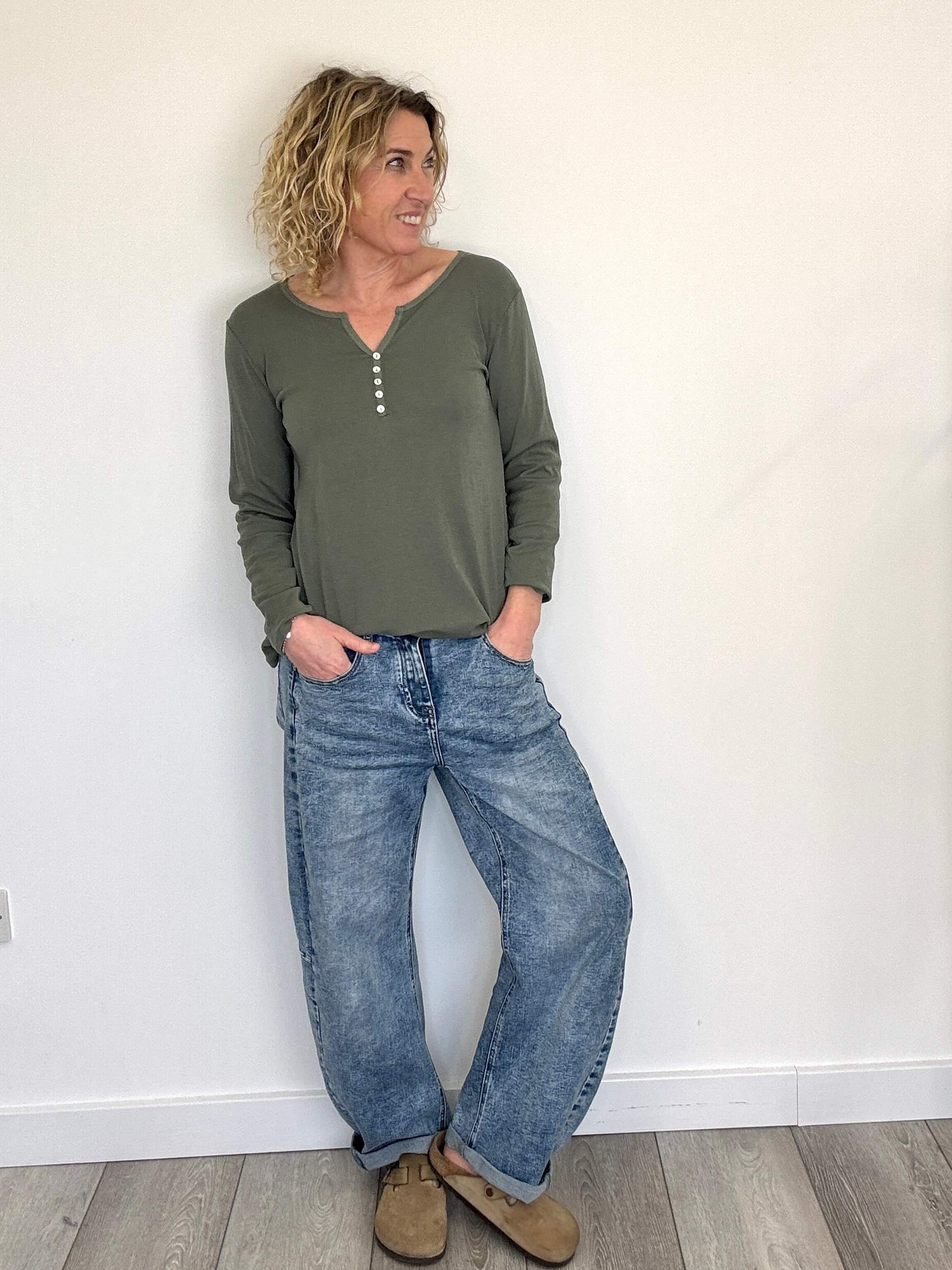 Henley Long Sleeve Tee | Khaki
