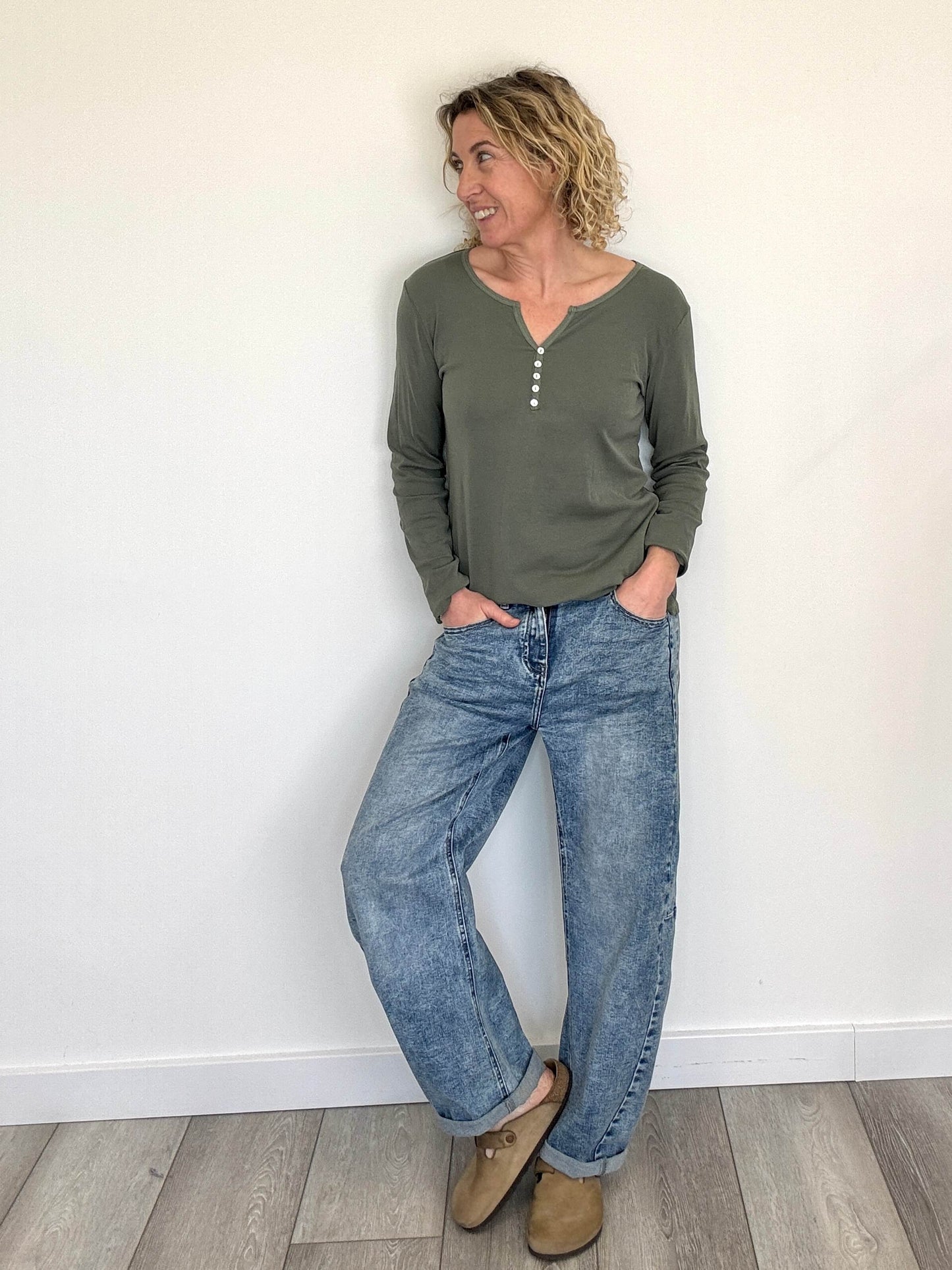 Henley Long Sleeve Tee | Khaki