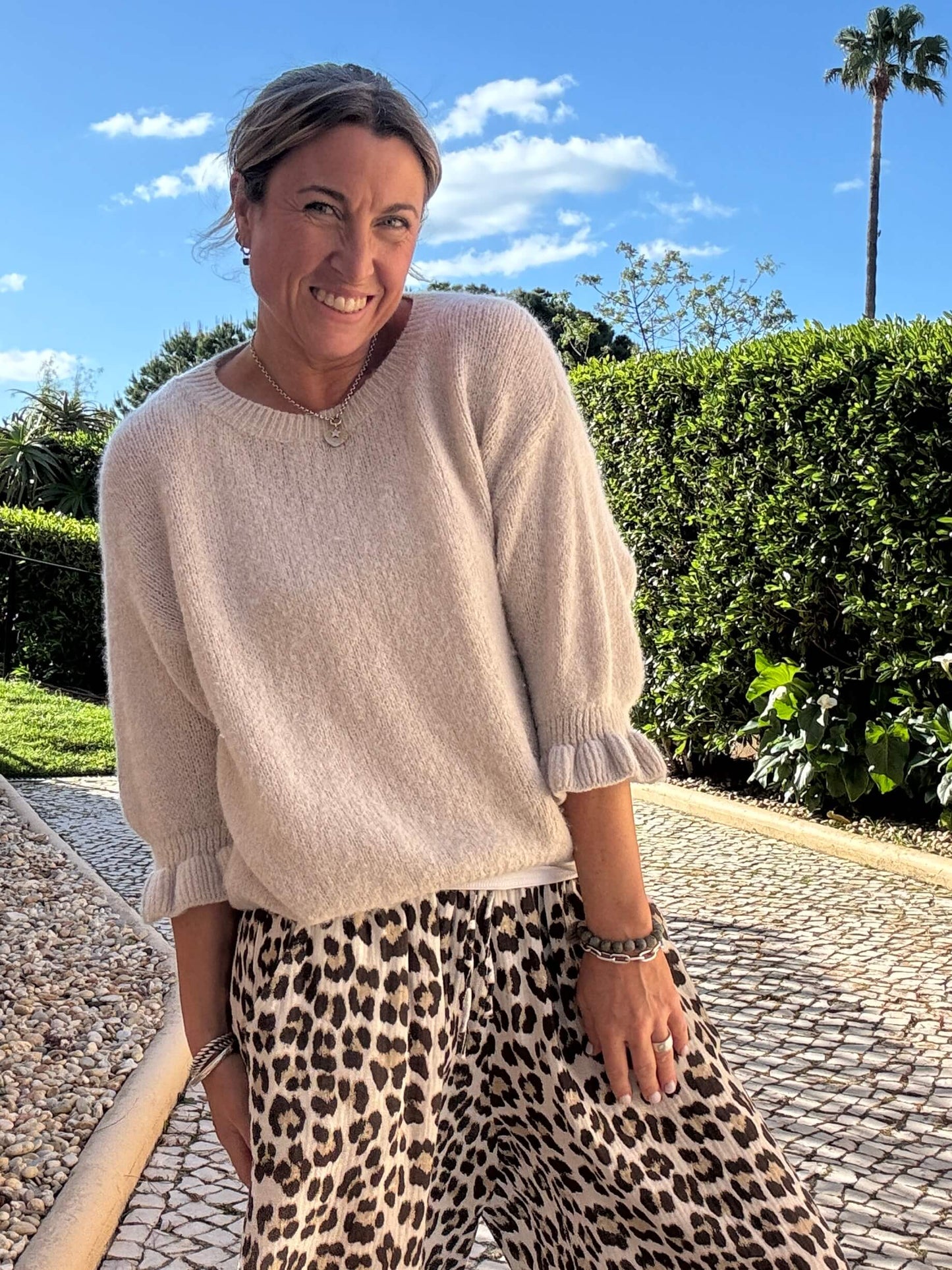 Evie Frill Sleeve Jumper | Oatmeal