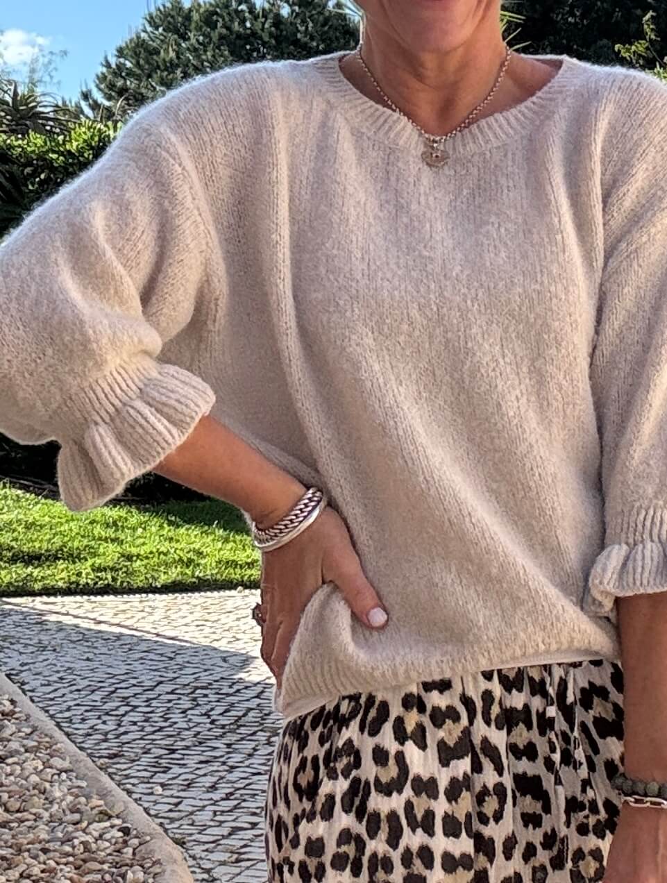 Evie Frill Sleeve Jumper | Oatmeal